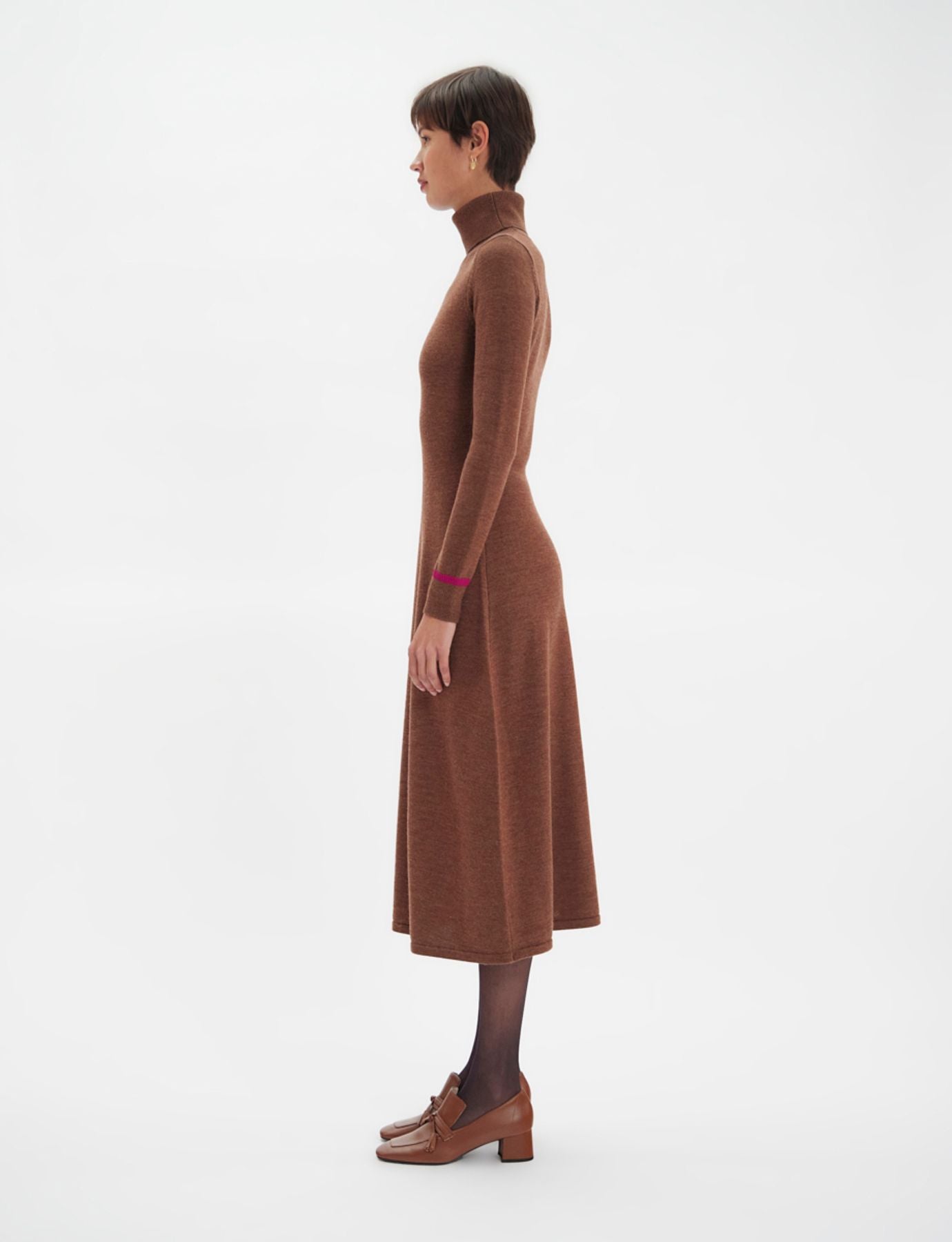 divine-brown-turtleneck-dress-with-fuchsia-trim