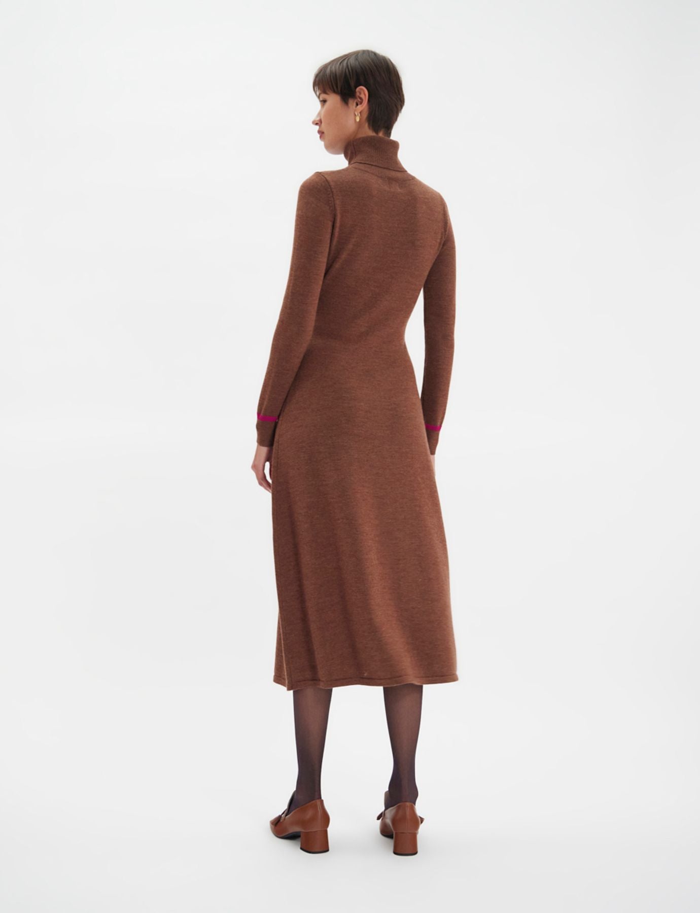 divine-brown-turtleneck-dress-with-fuchsia-trim