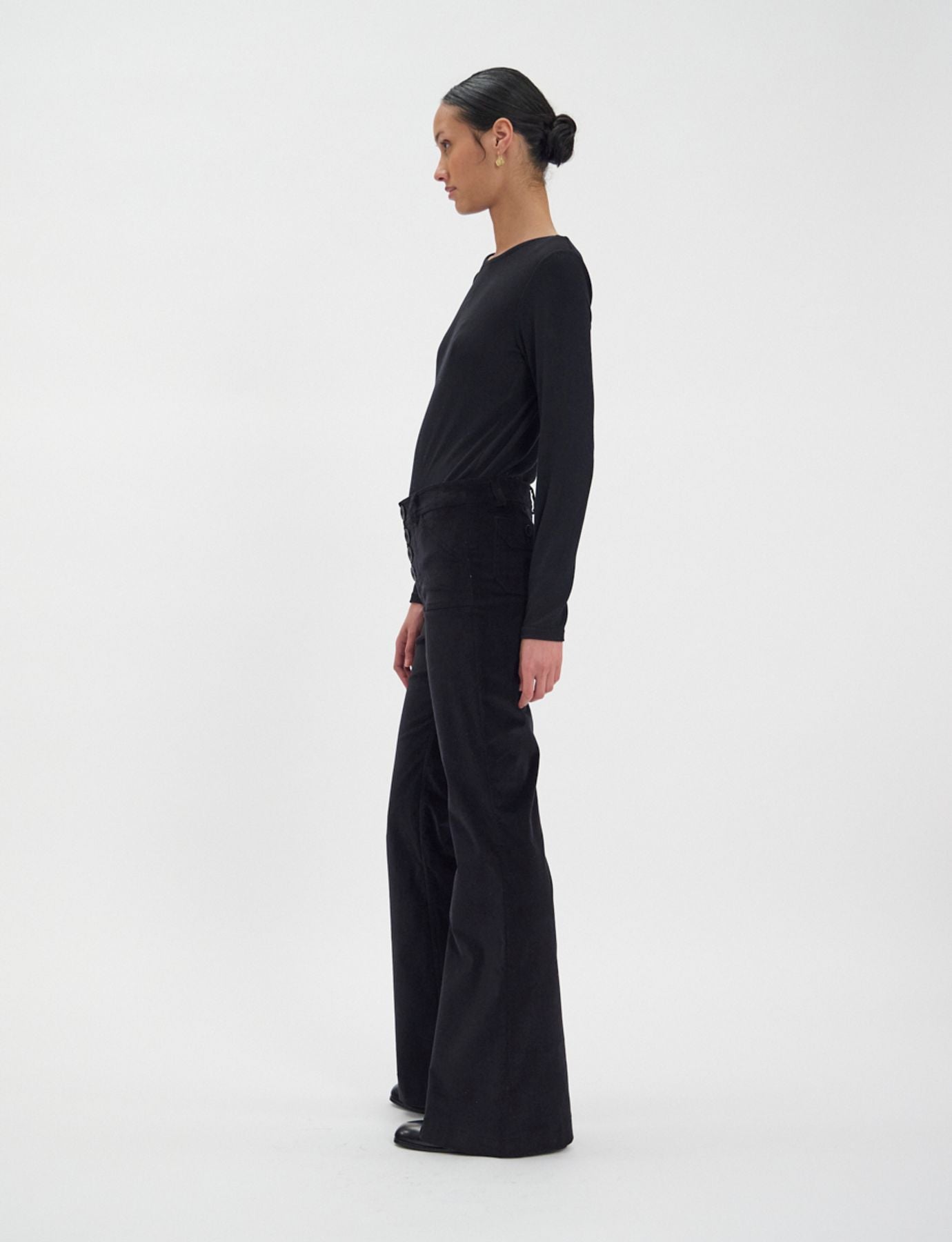Pantaloni Charlotte in velluto nero liscio