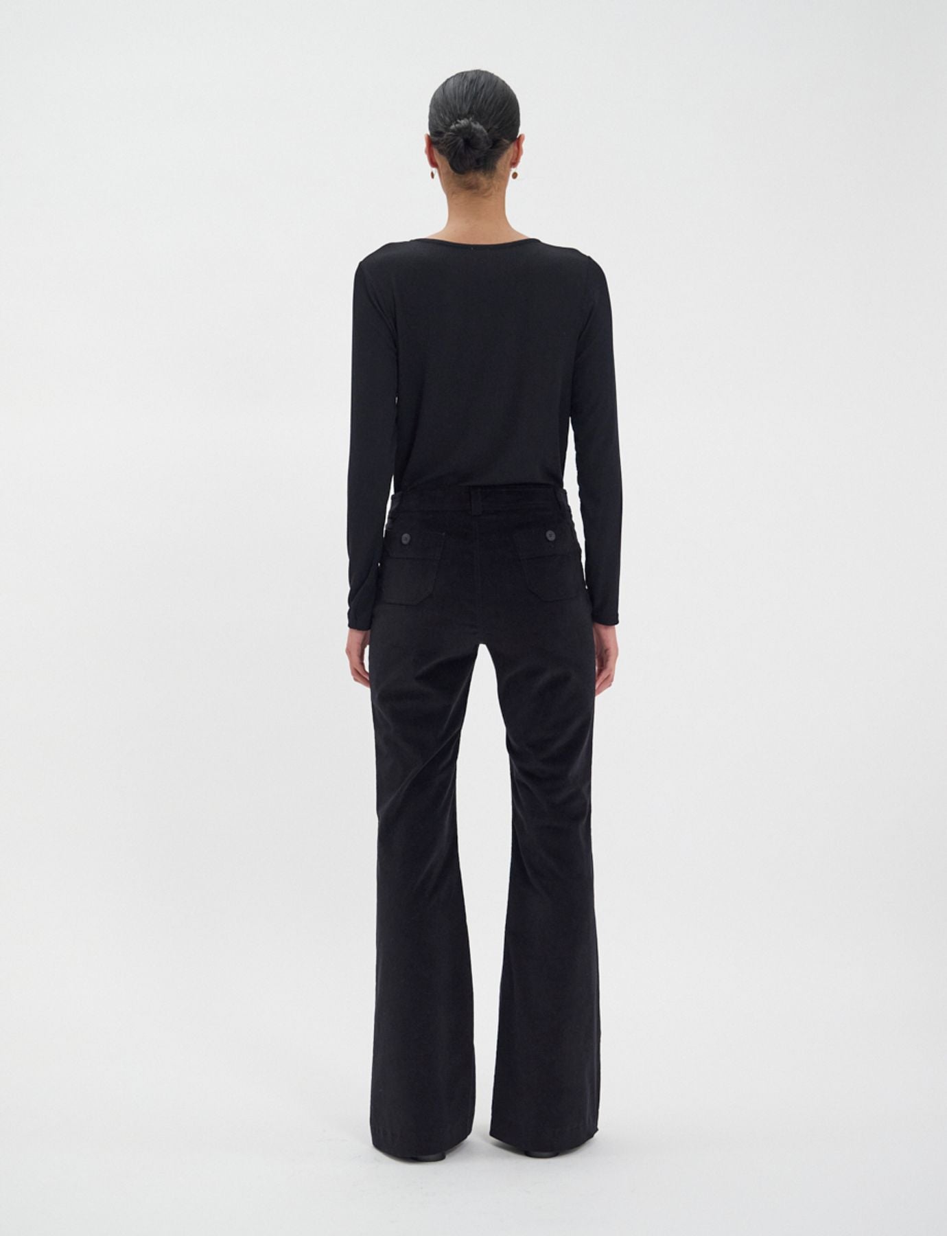 Pantaloni Charlotte in velluto nero liscio