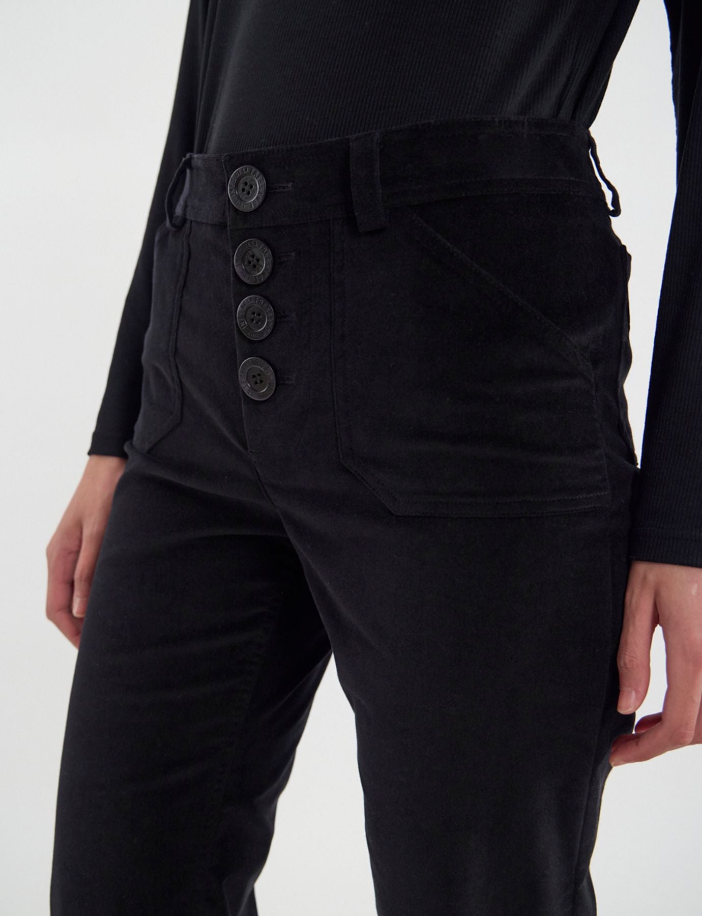 Pantaloni Charlotte in velluto nero liscio