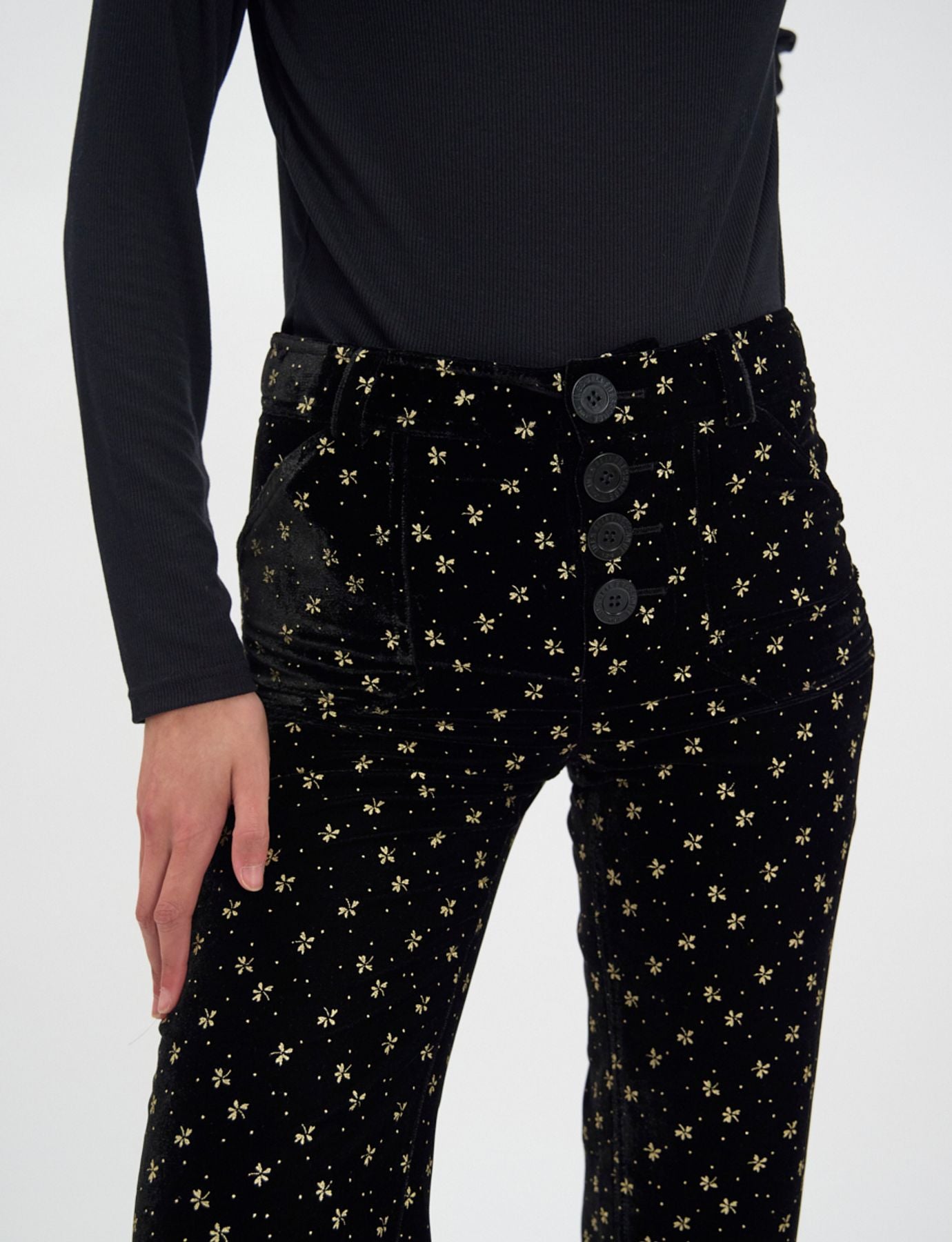 charlotte-trousers-in-smooth-black-velvet-with-gold-print