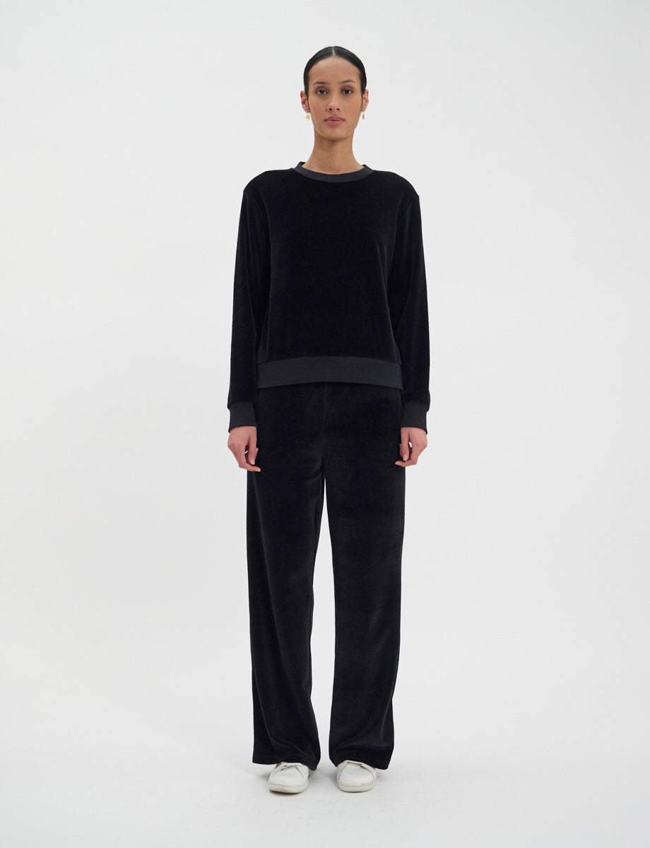 Sweat Mathilde en velours lisse noir