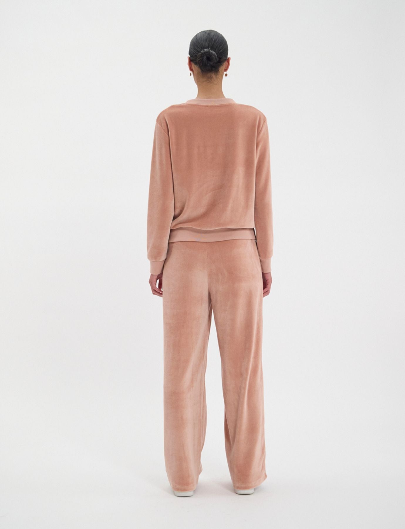 Jersey Mathilde de terciopelo suave rosa empolvado