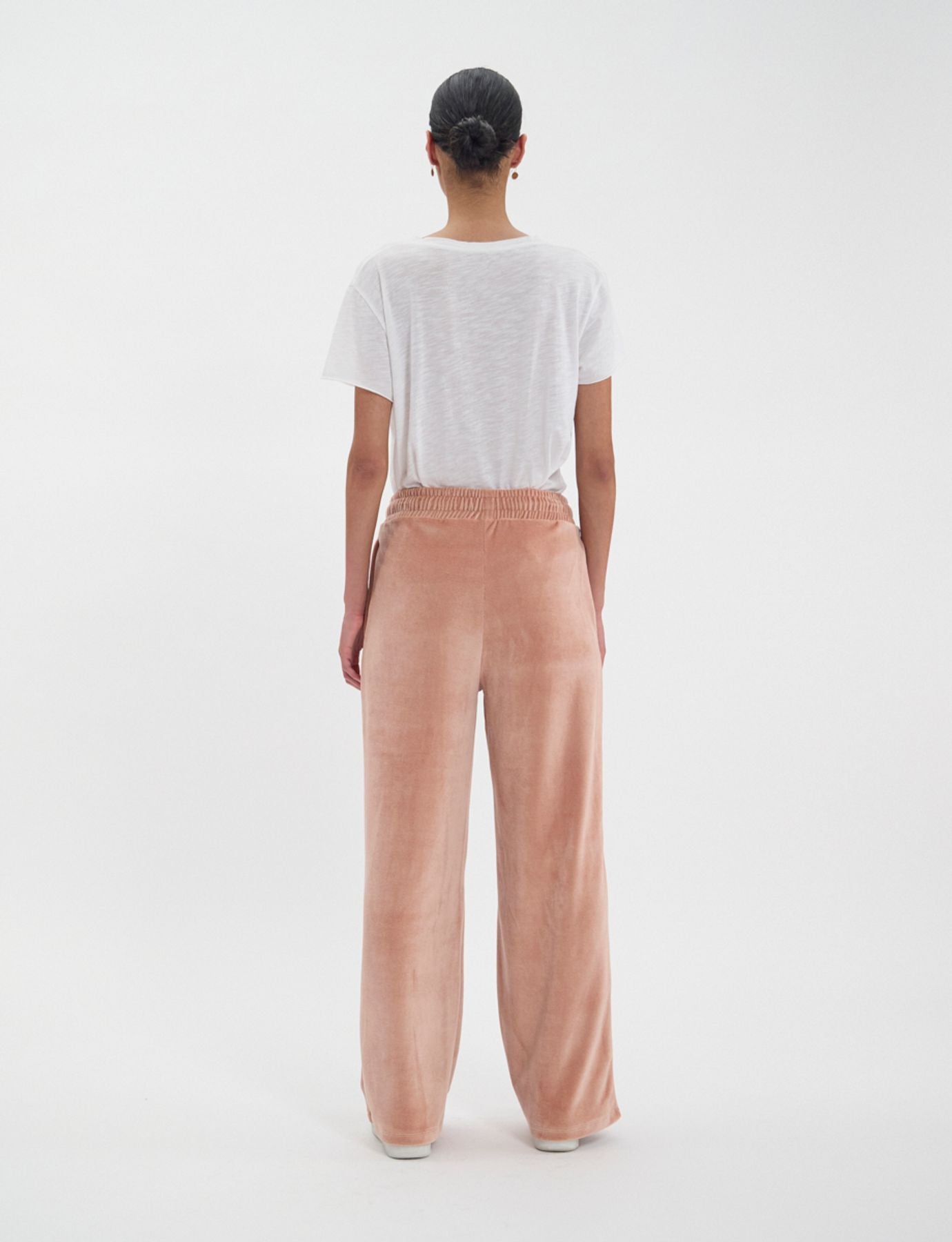 Pantalón de chándal Britney de terciopelo rosa empolvado