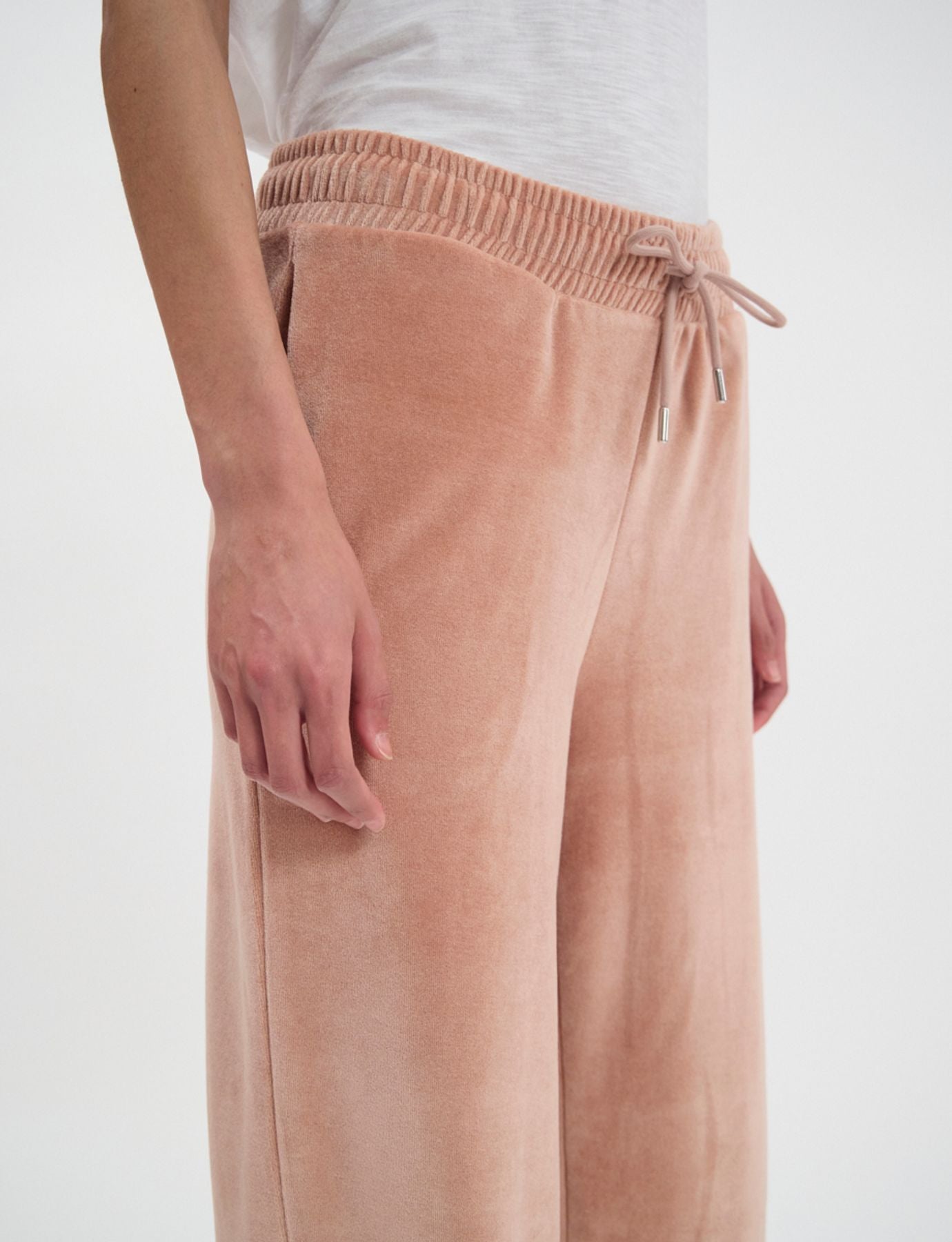 Pantalón de chándal Britney de terciopelo rosa empolvado