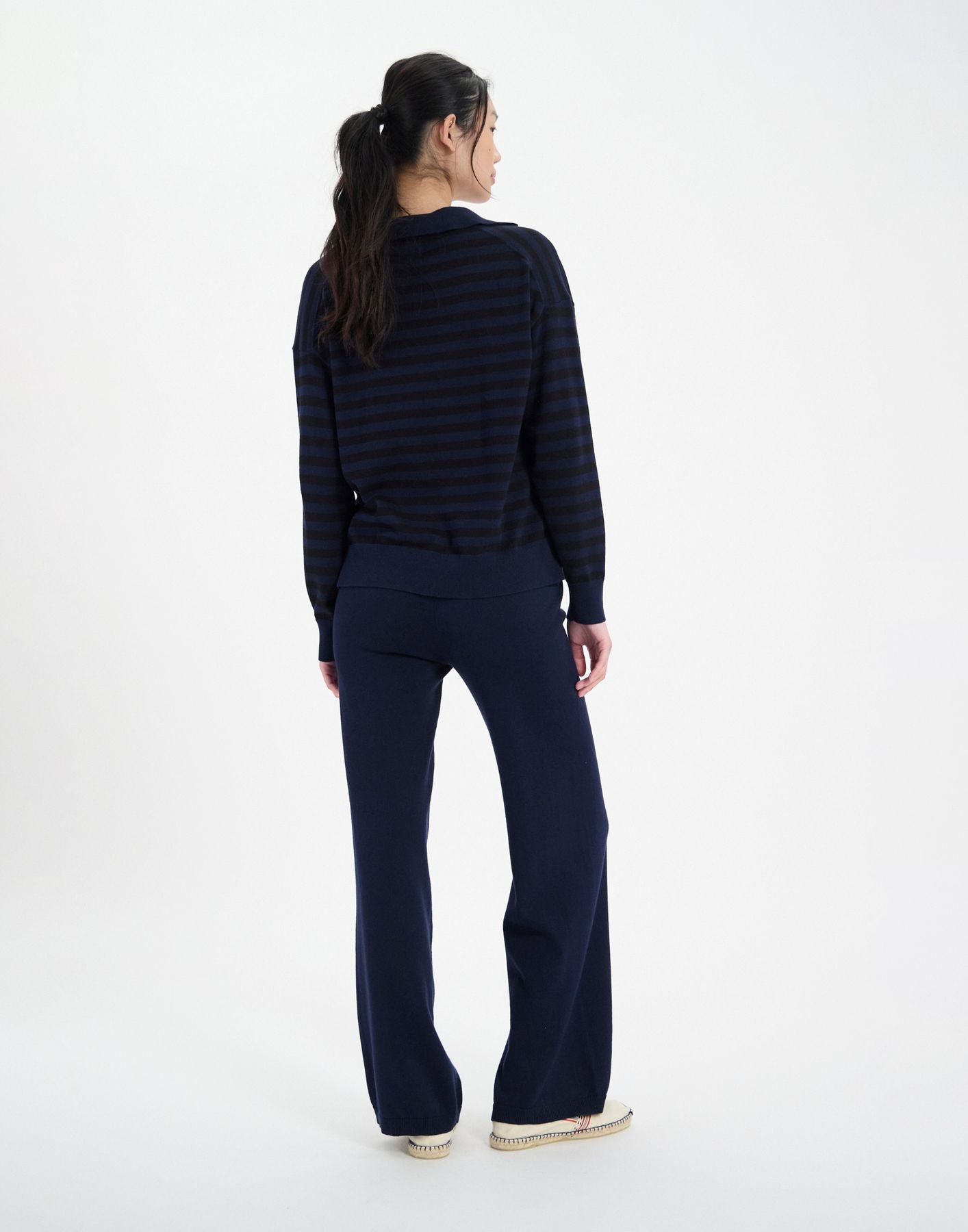Pull Teo en coton marine à rayures