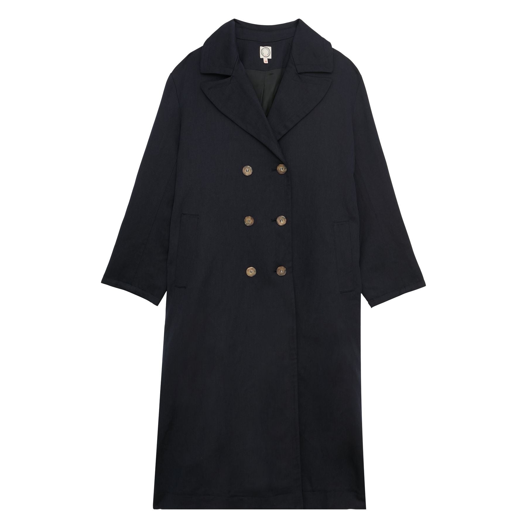 Denise coat in navy linen and cotton