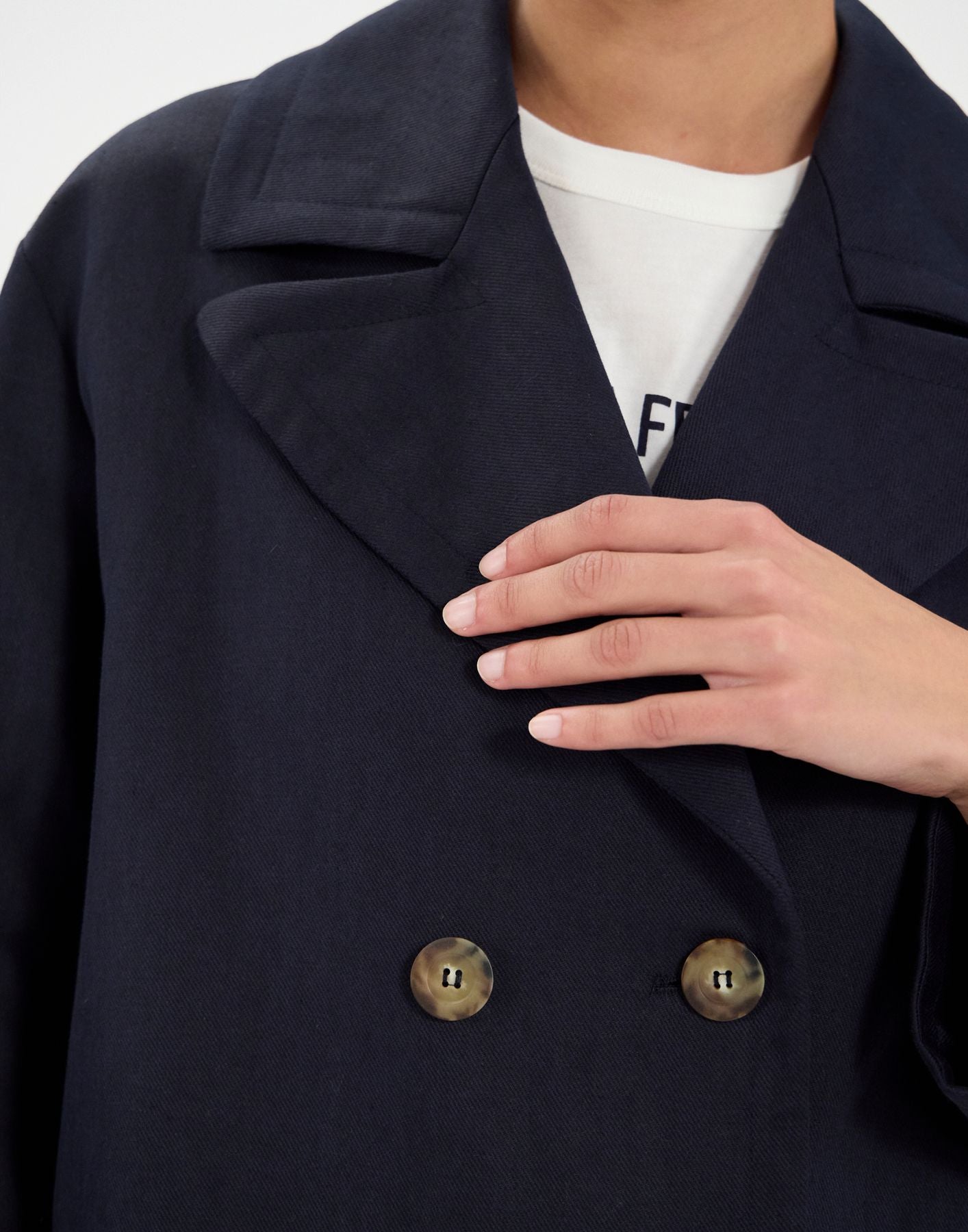 Denise coat in navy linen and cotton