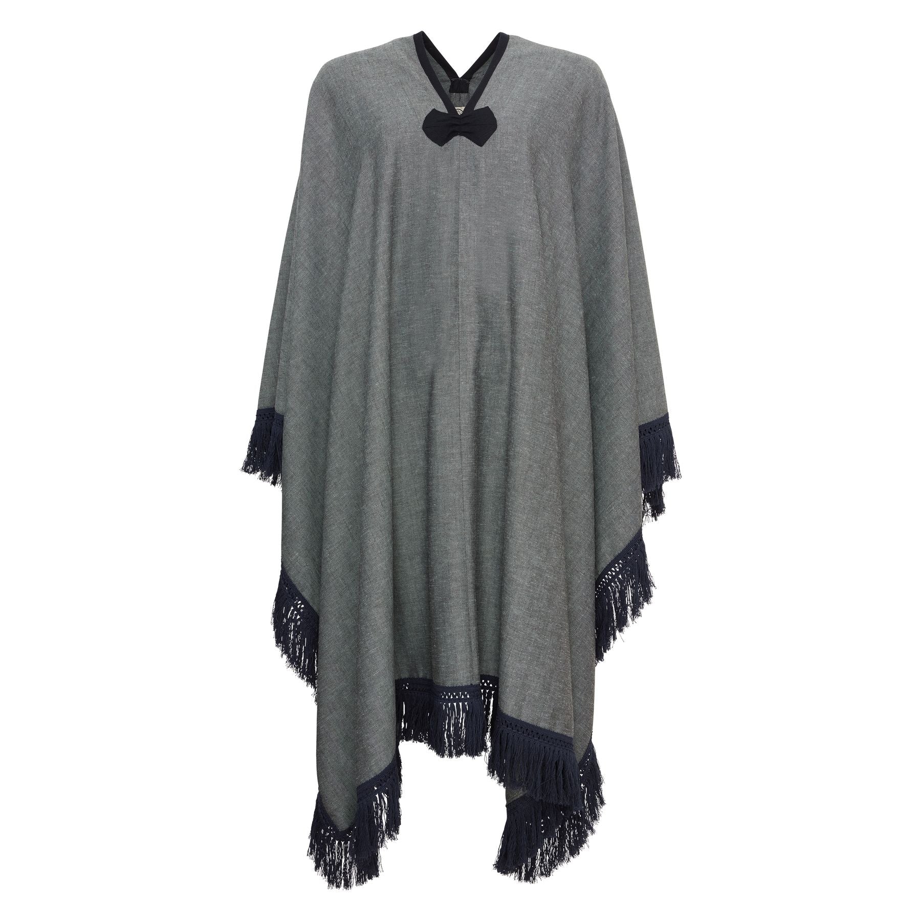 Gonzalo poncho in grey linen blend