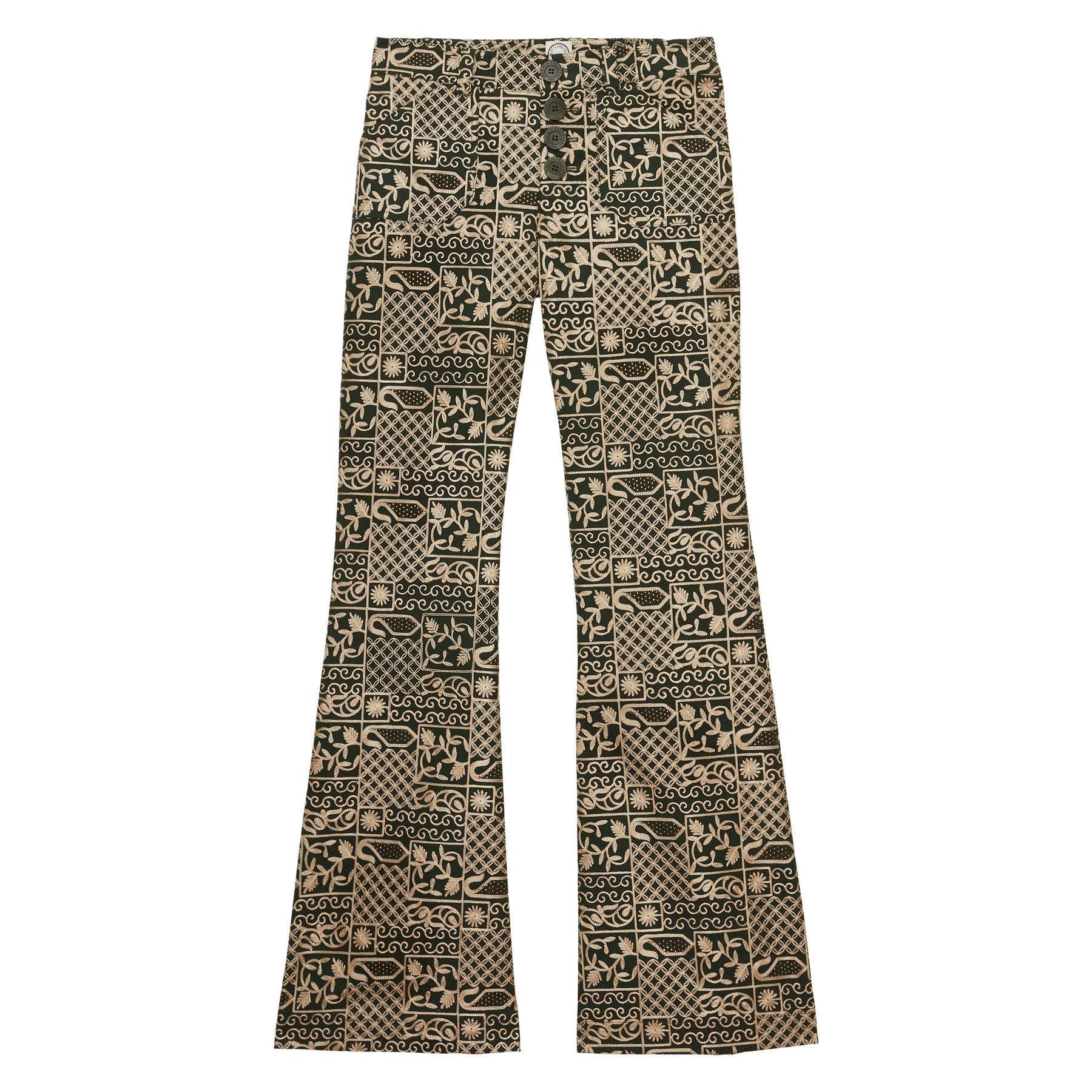 Pantalón Charlotte de algodón bordado verde