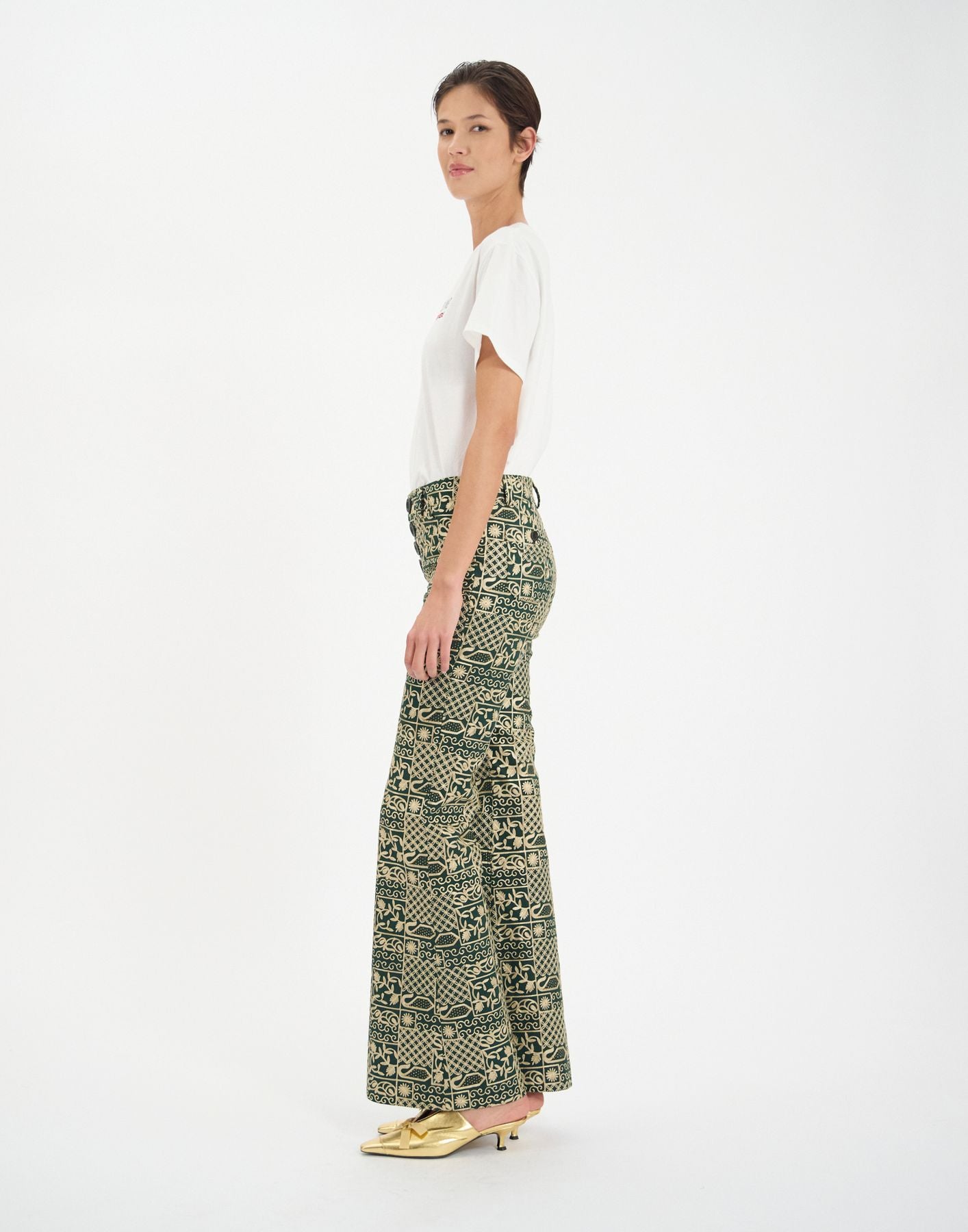 Pantalón Charlotte de algodón bordado verde