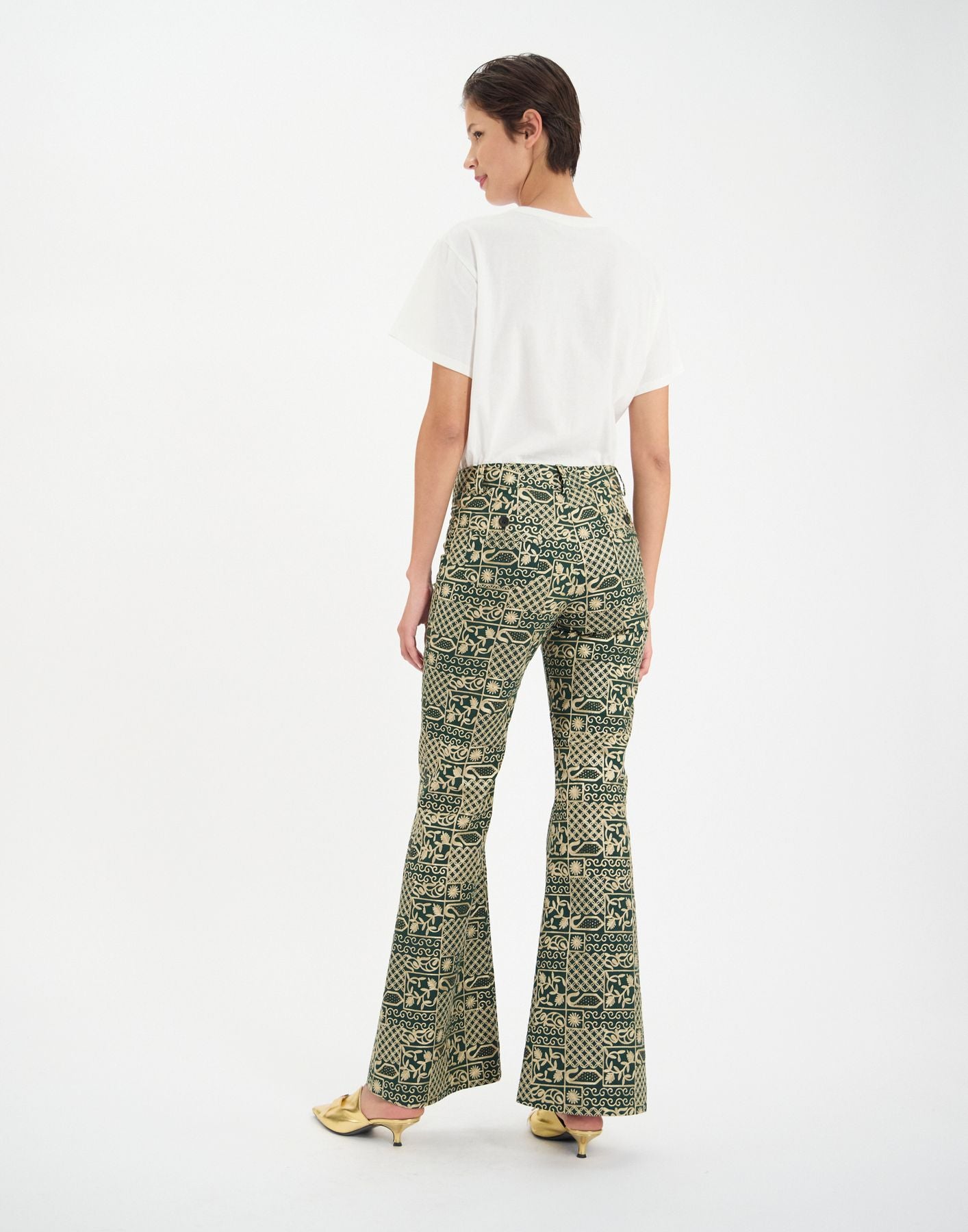 Pantalón Charlotte de algodón bordado verde