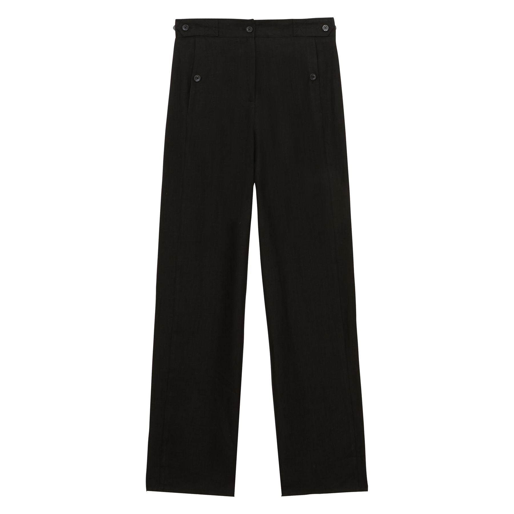 Pantaloni Piotr in lino nero con pinces