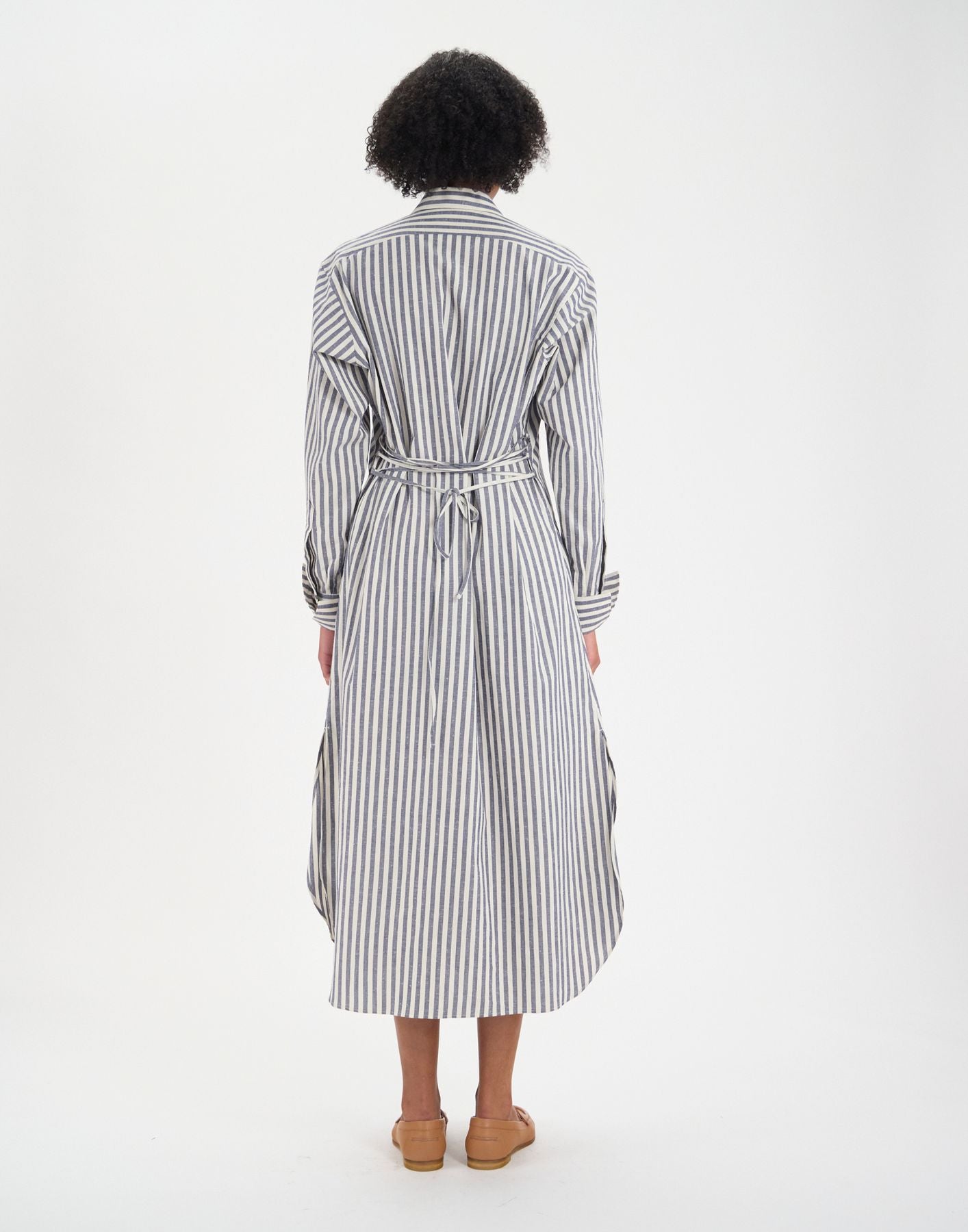 Robe Douglas en coton bleue à rayures épaisses