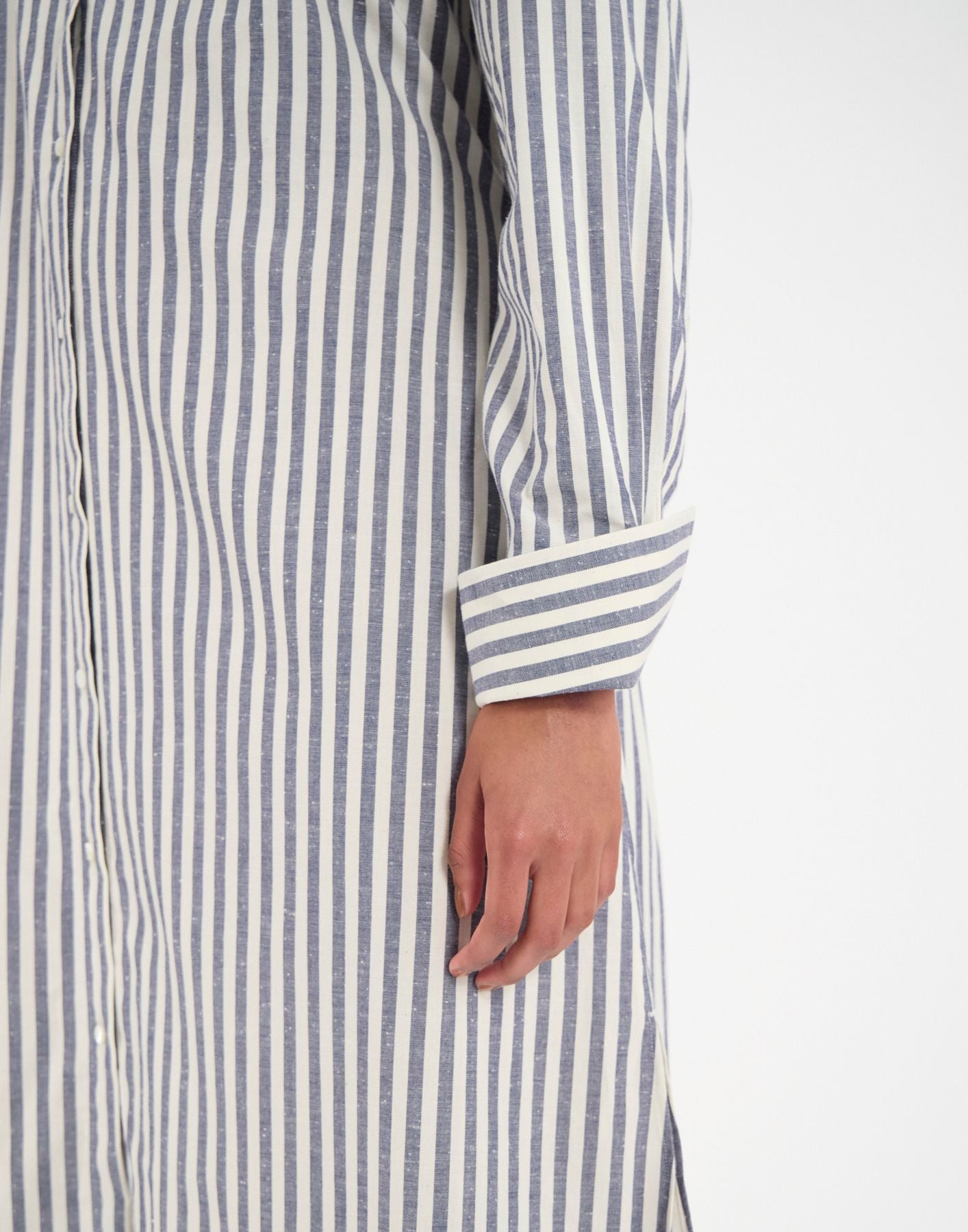 Robe Douglas en coton bleue à rayures épaisses