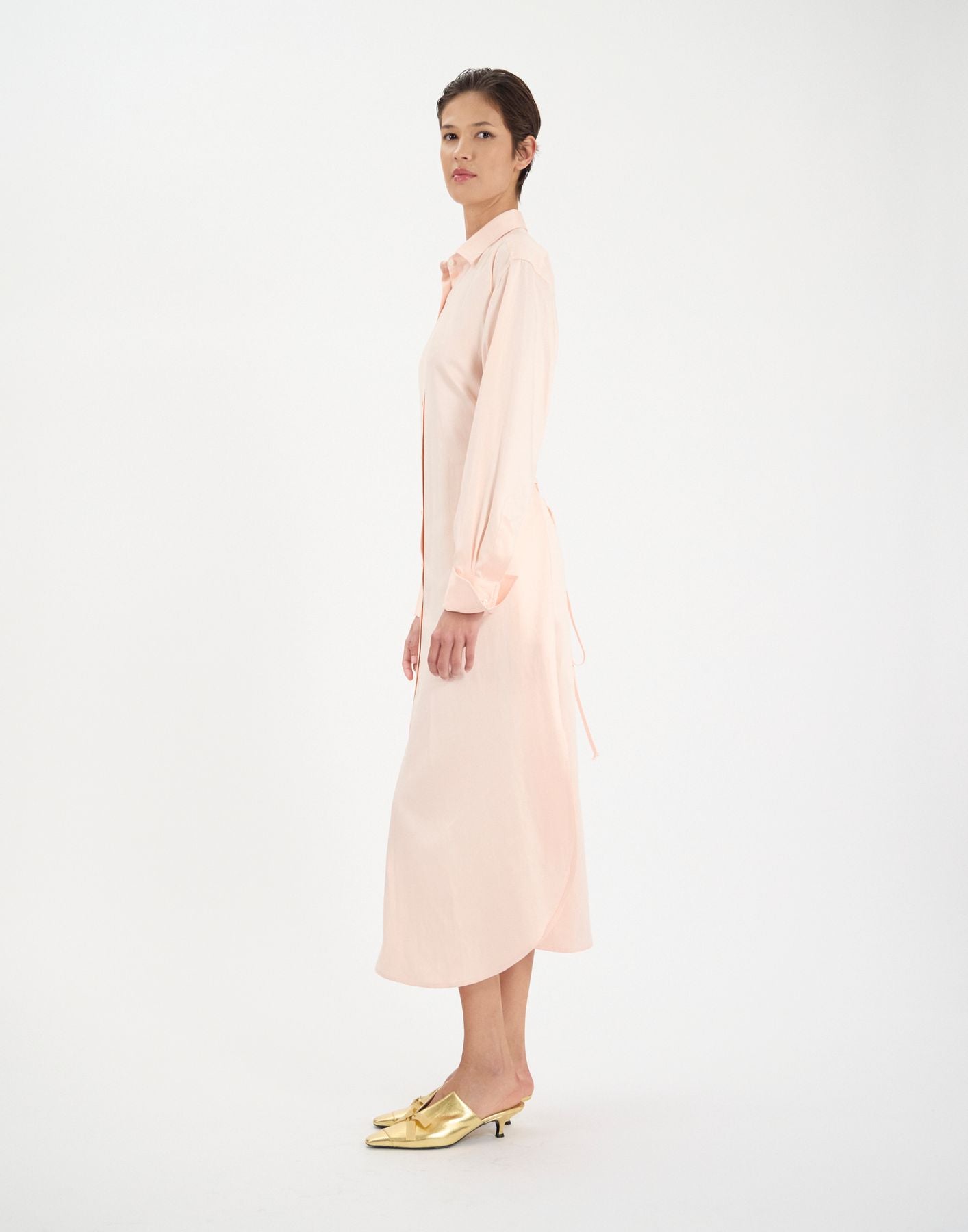 Douglas-Kleid aus Leinen und Viskose in blassem Rosa