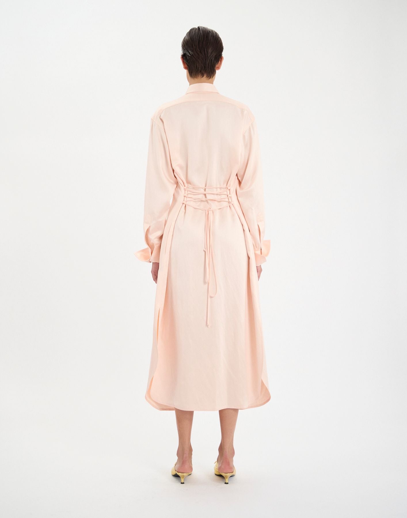 Douglas-Kleid aus Leinen und Viskose in blassem Rosa