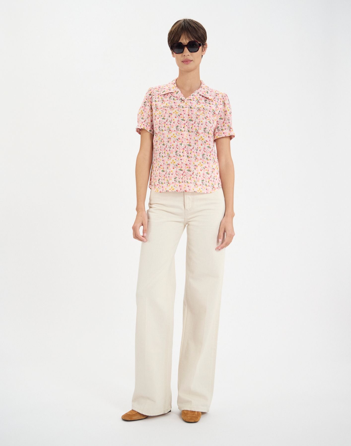 Chemise Constance en coton  à fleurs