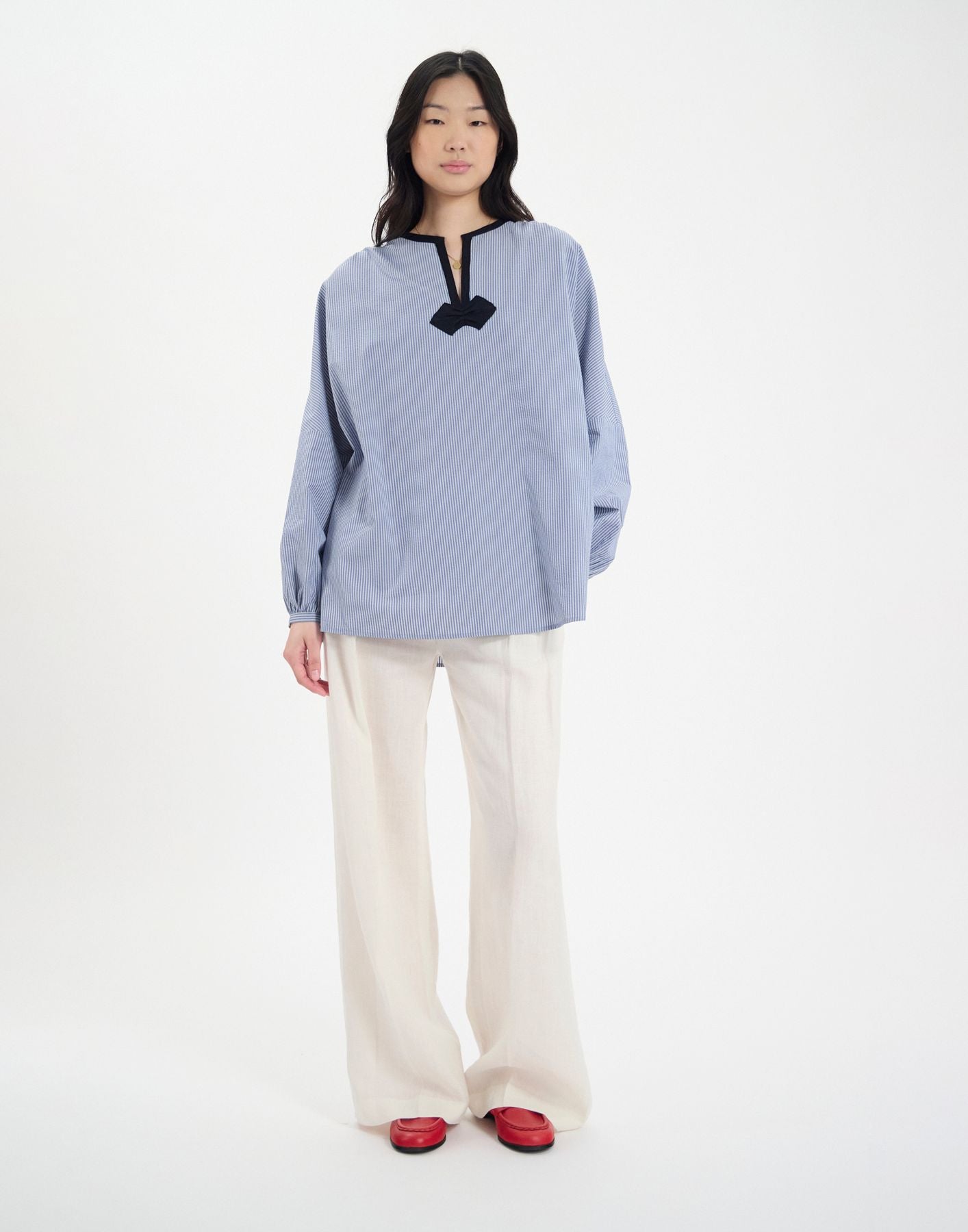 Top Ida aus blauer Baumwolle