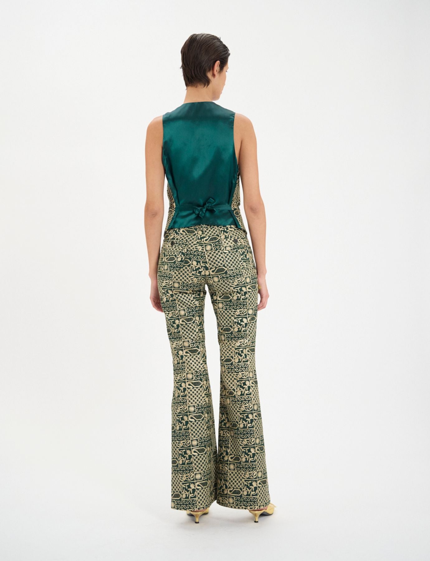 Gilet Robinson in cotone ricamato verde