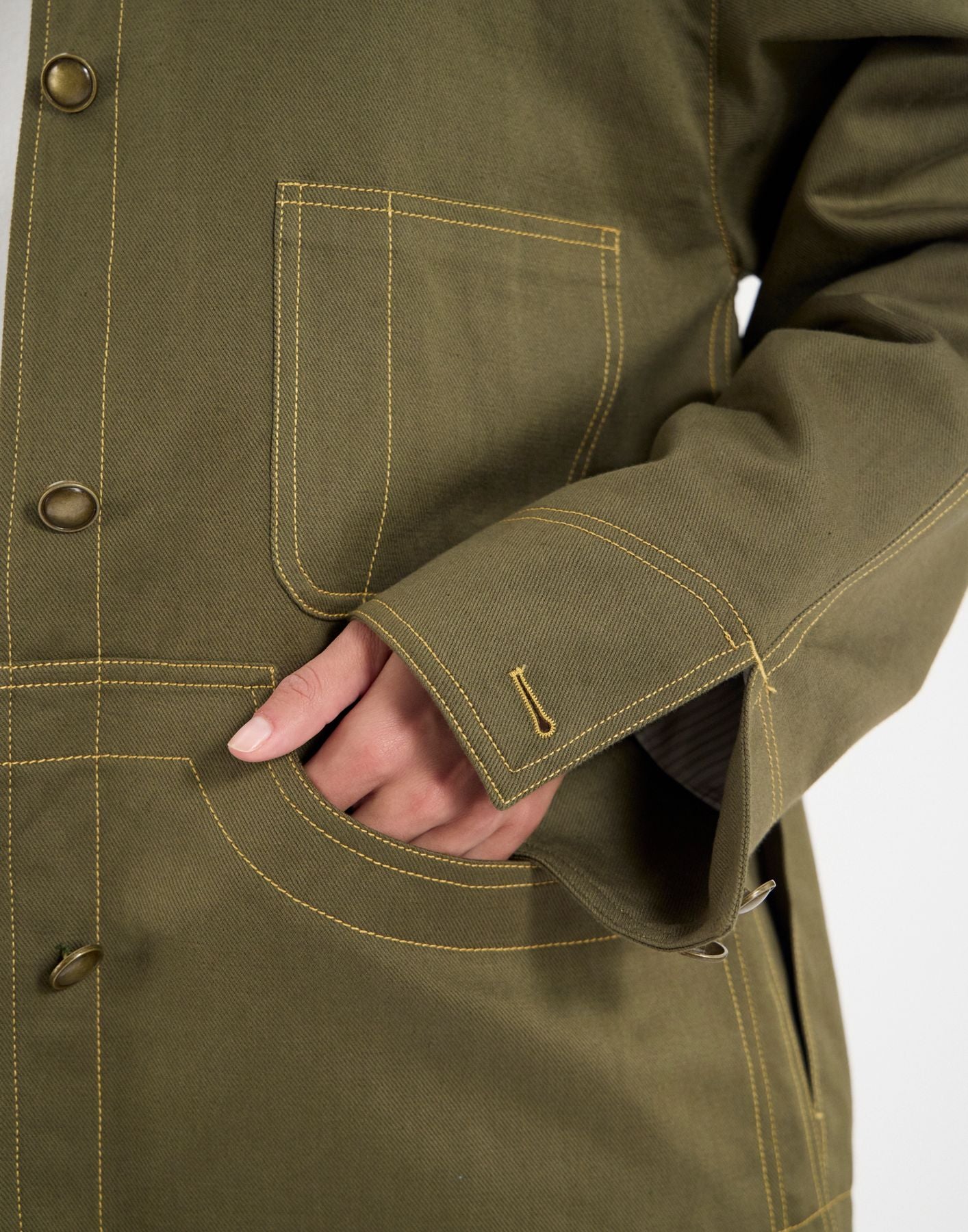 Chaqueta de trabajo Melchior de lino y algodón color caqui