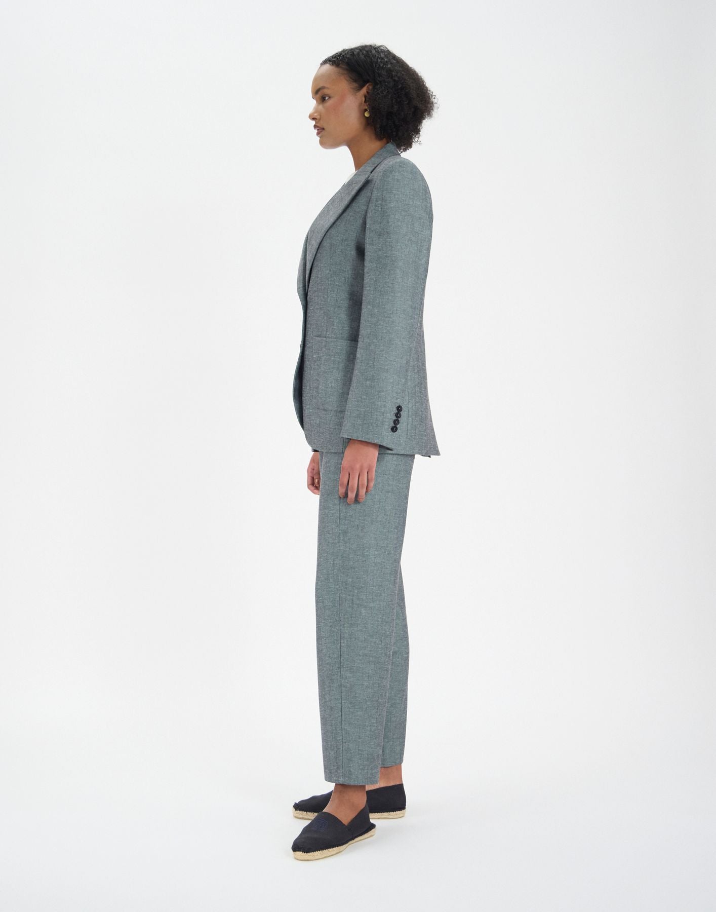 Chaqueta Thadee en mezcla de lino gris