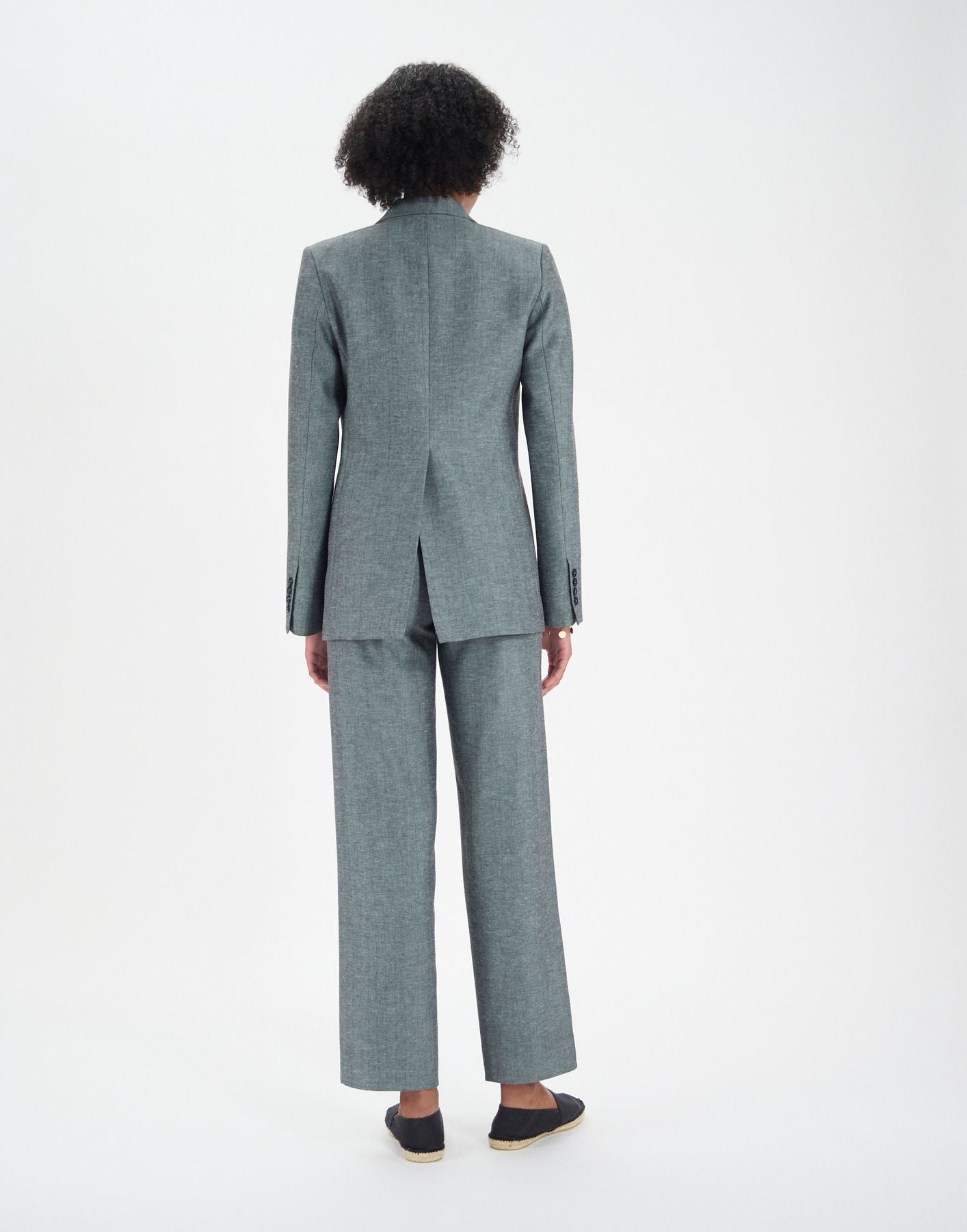 Chaqueta Thadee en mezcla de lino gris