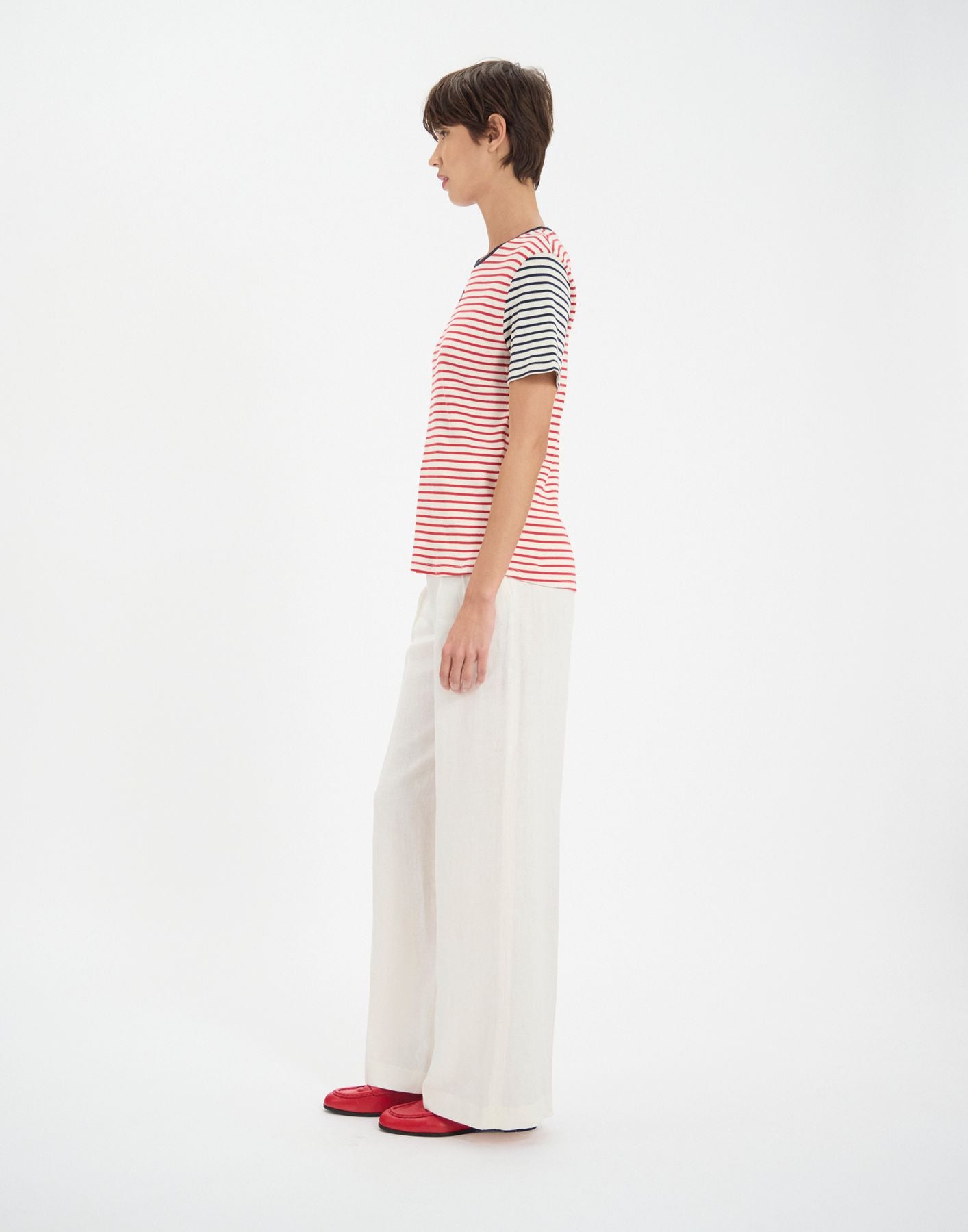 Paul - T-shirt a righe in cotone rosso