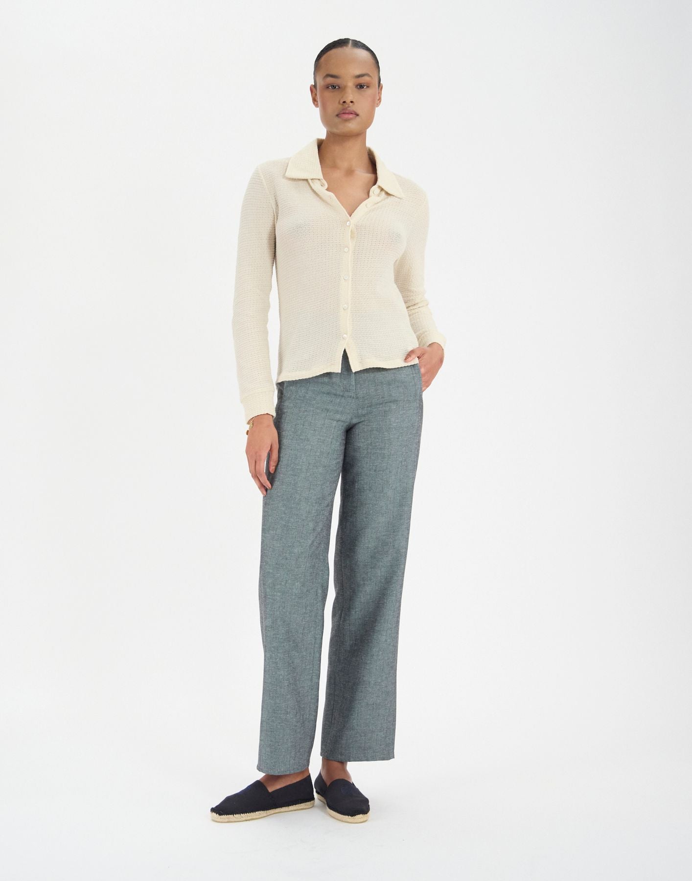 Camisa Cathy de algodón blanco marfil