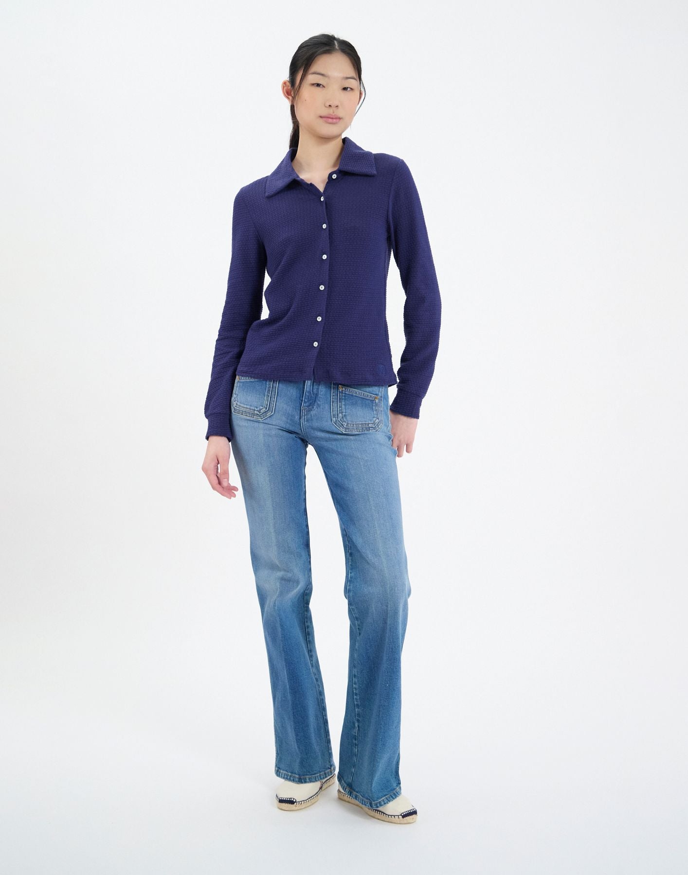 Camisa Cathy de algodón azul marino