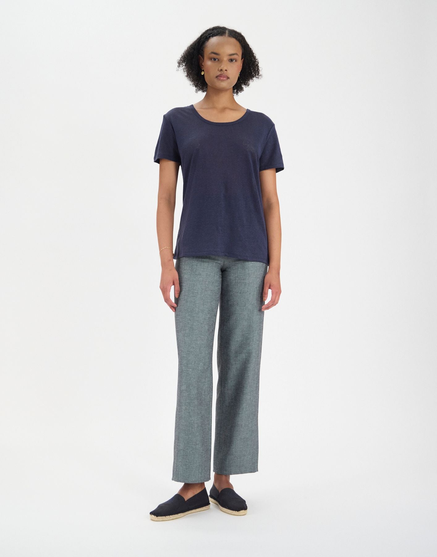 Camiseta Sunny de lino azul marino