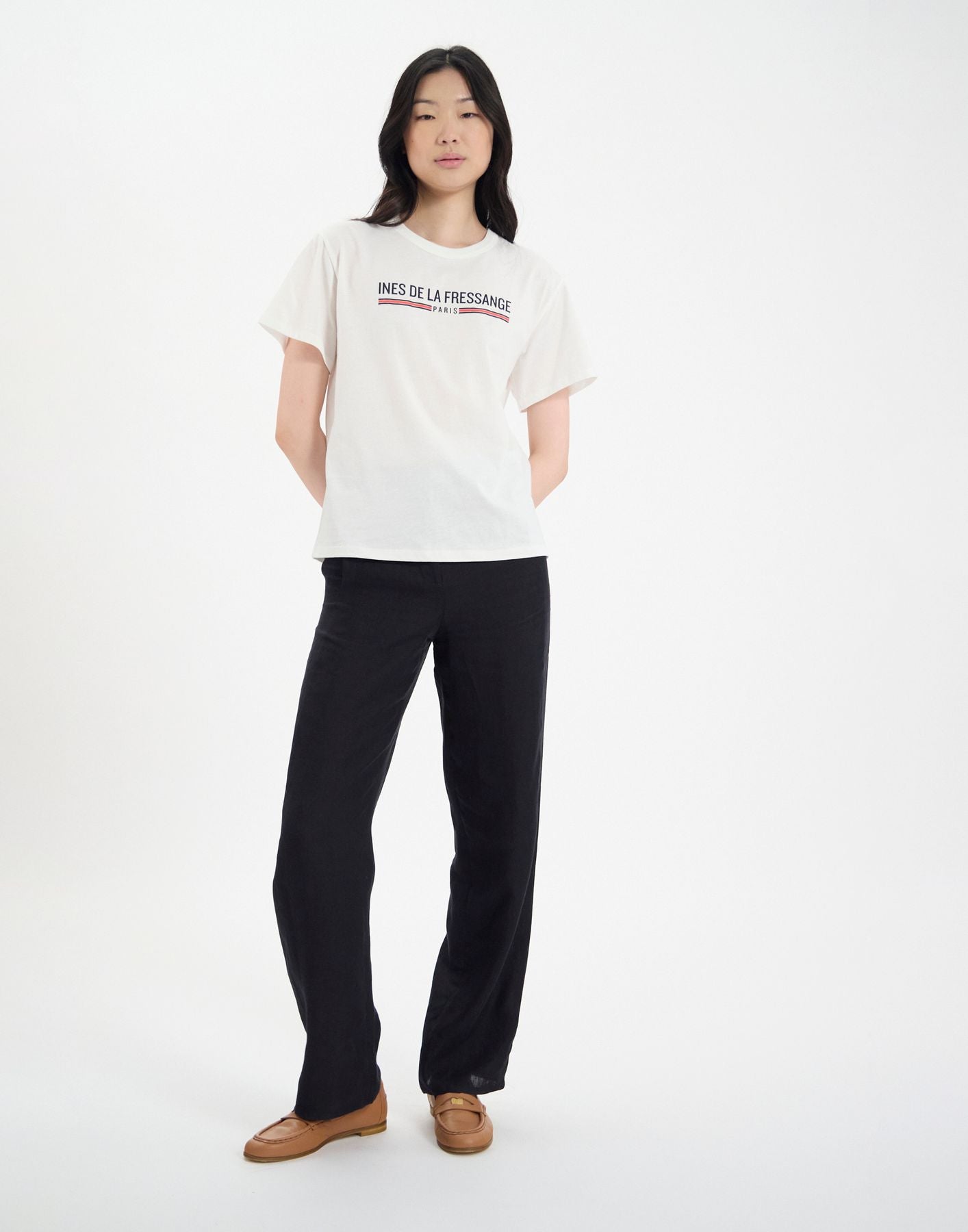 Maxence top blanco de algodón orgánico estampado verde