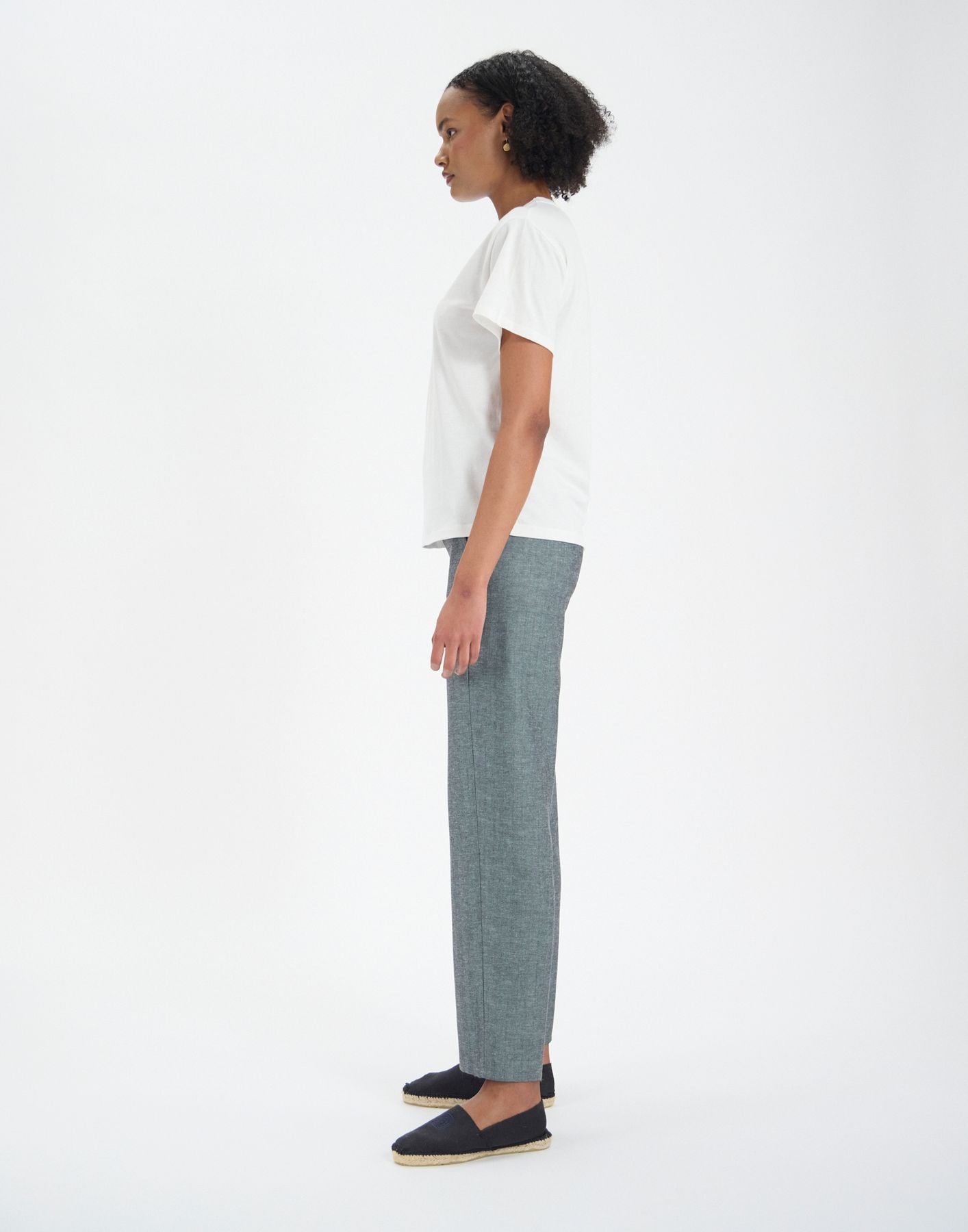 Maxence top blanco de algodón orgánico estampado verde