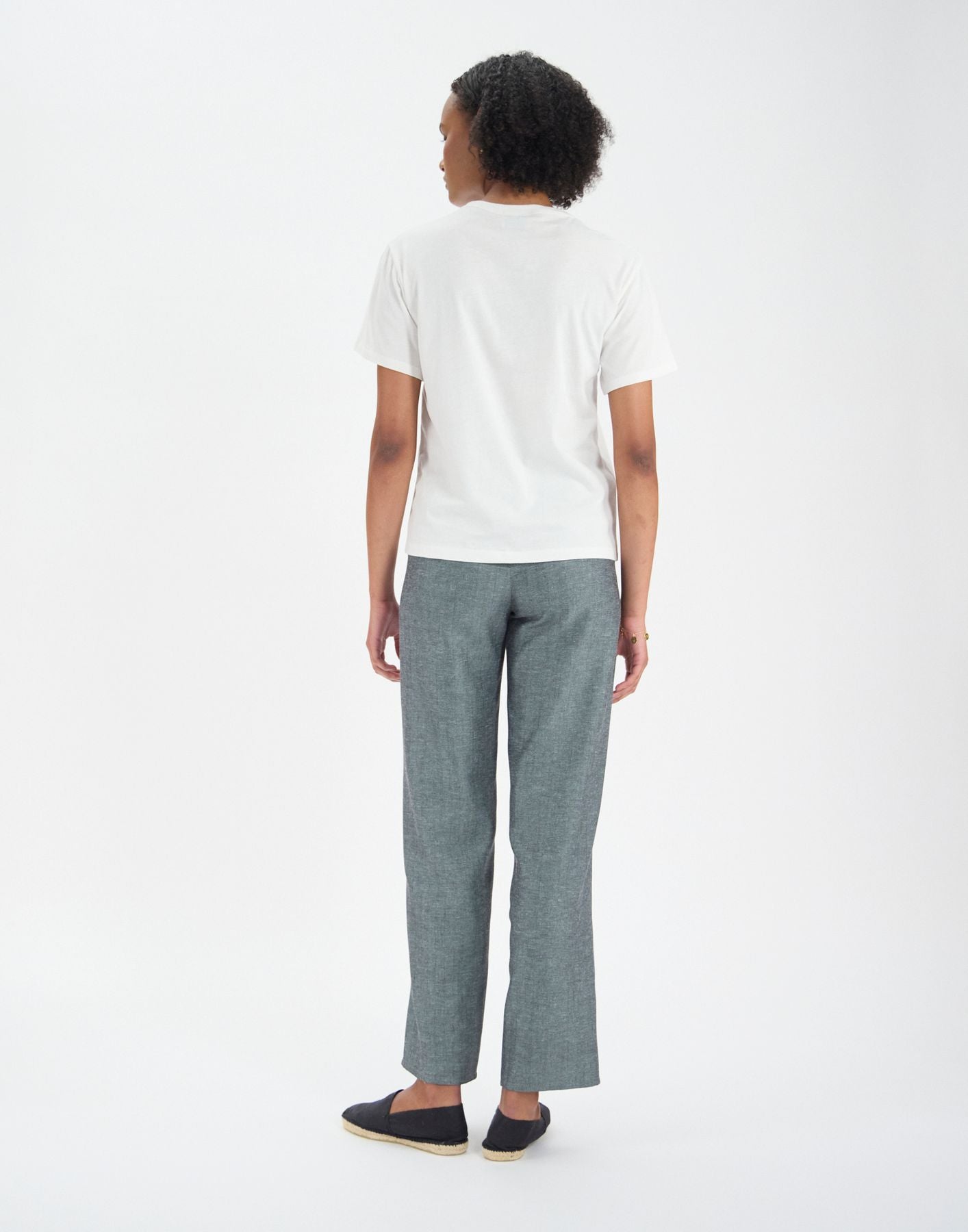 Maxence top blanco de algodón orgánico estampado verde
