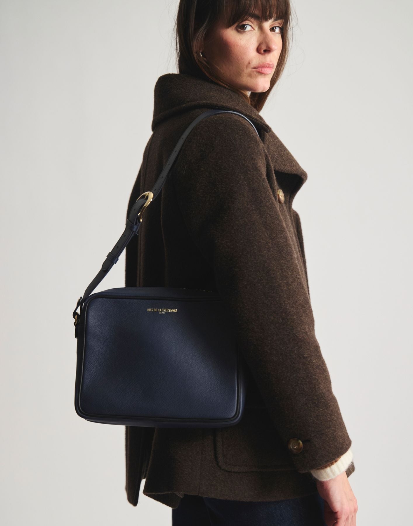 Sac Marcia grand modèle marine piping noir