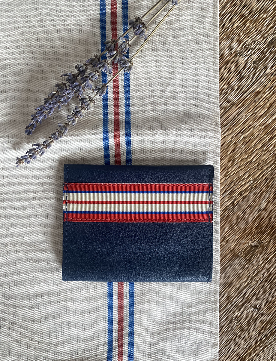 Double porte-cartes Le Parisien cuir marine