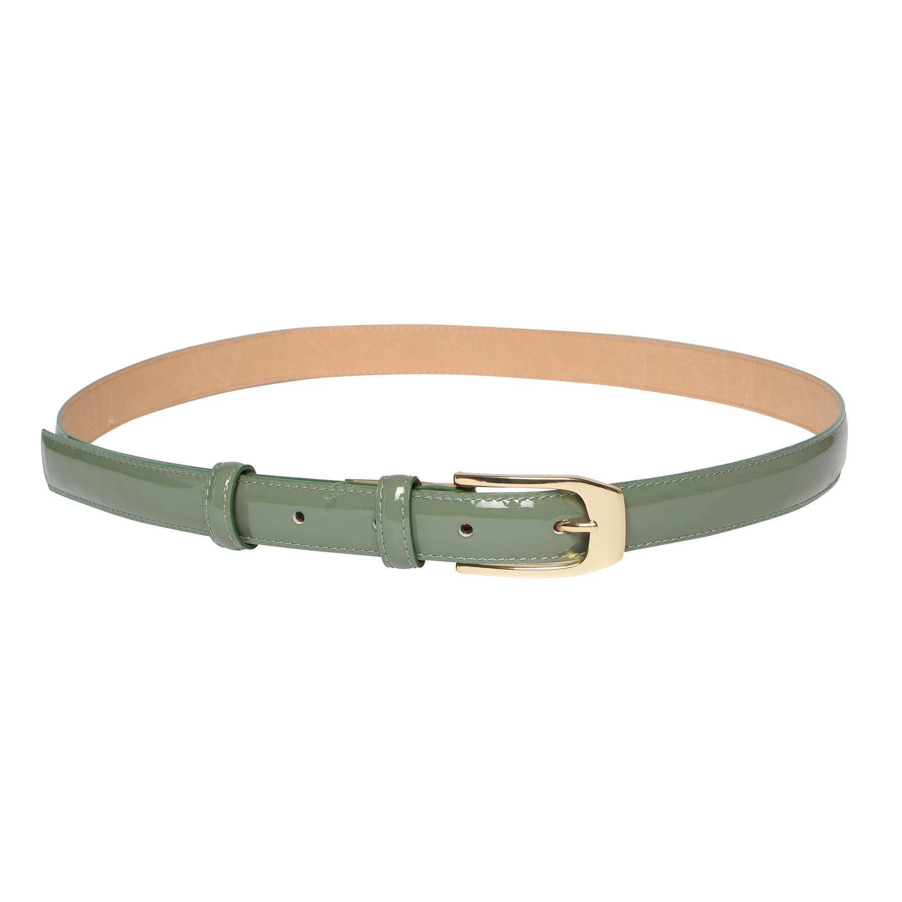 ceinture-aurelia-cuir-vernis-vert-amande