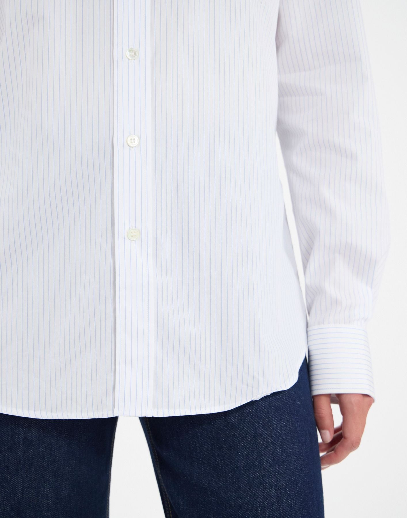 Chemise pour homme Olivier blanche à fines rayures