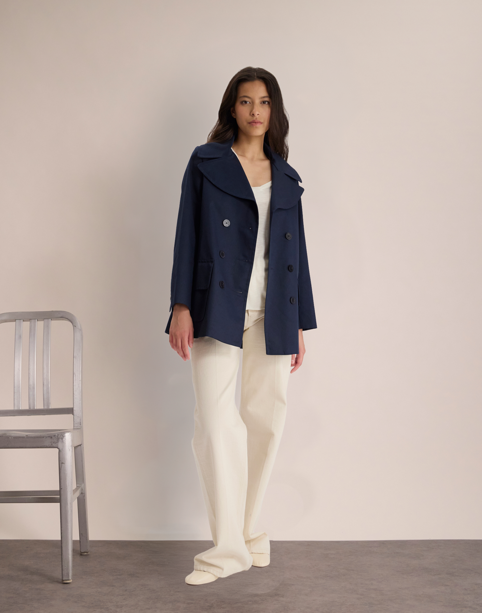 Lightweight navy blue Seraphine coat