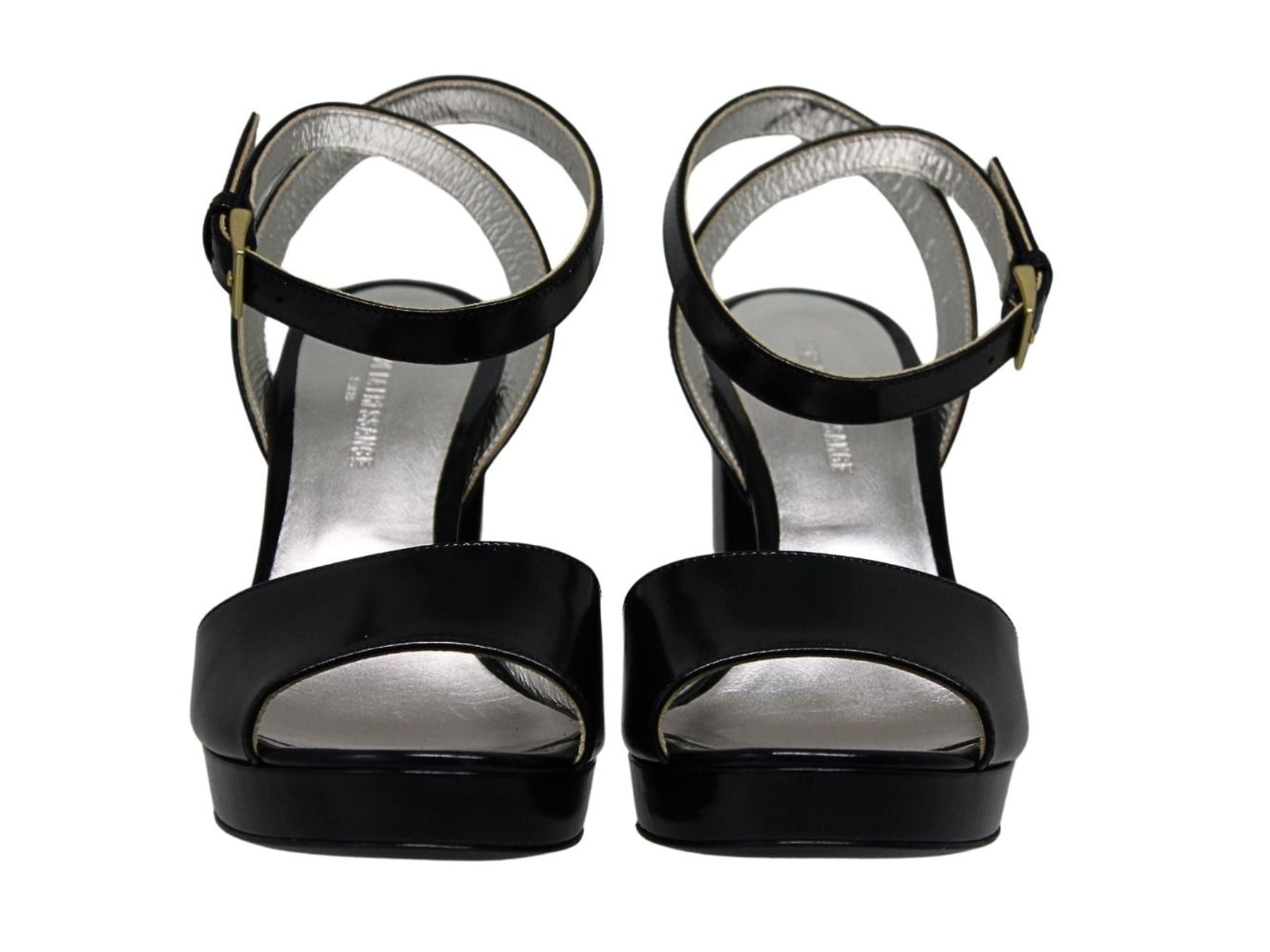 Sandalo con plateau Laura in pelle nera liscia
