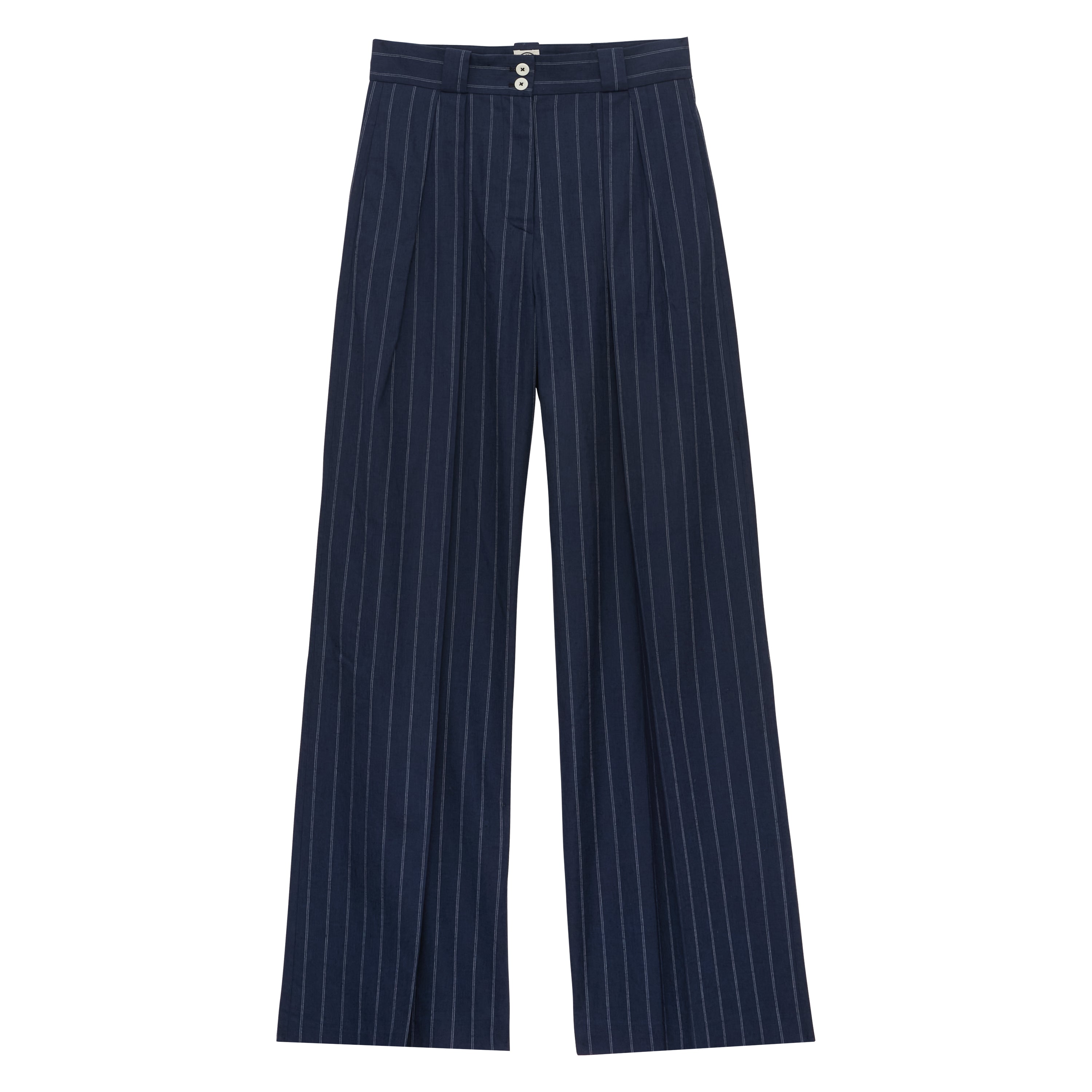Pantalon Marlène en lin mélangé marine