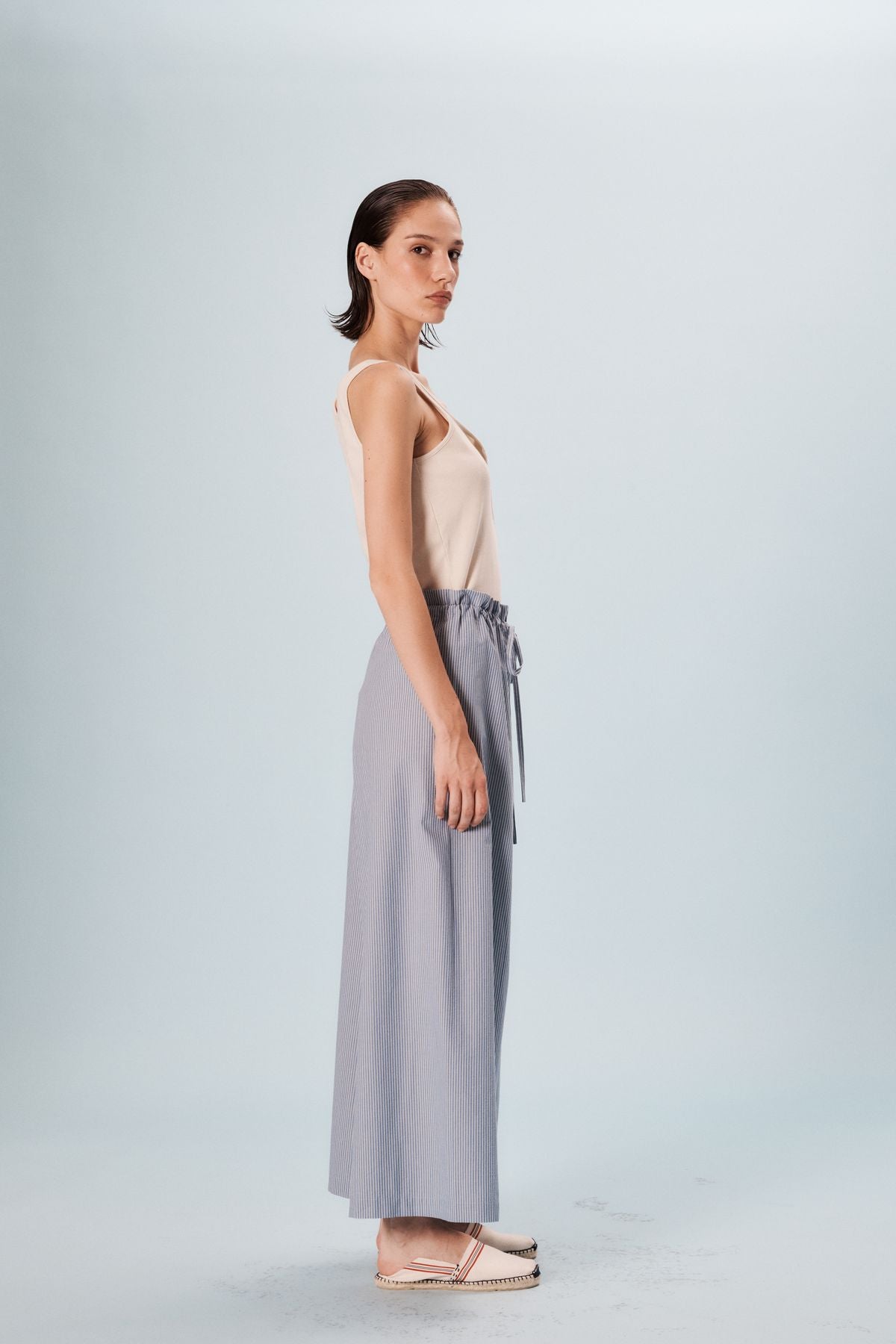 Kurt wide-leg trousers in blue cotton