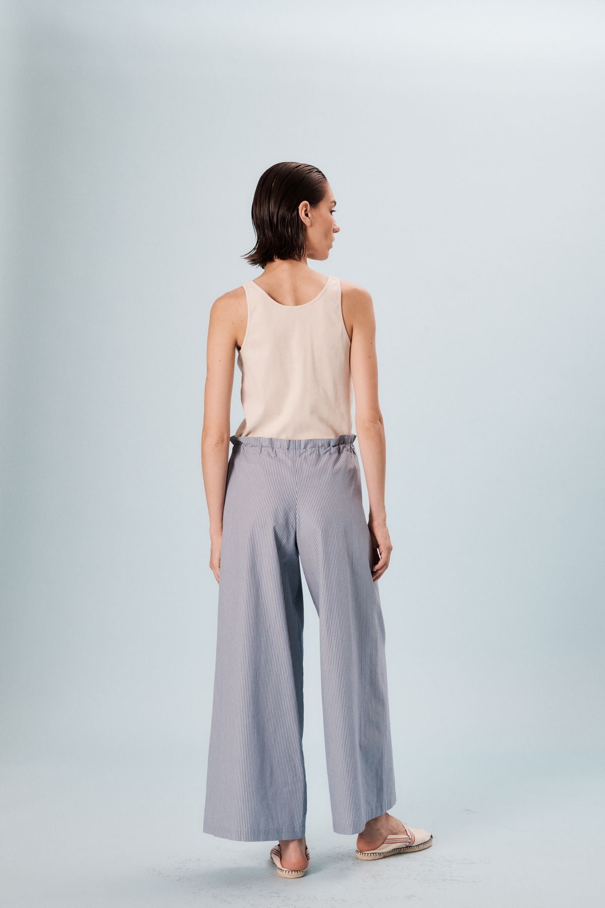 Kurt wide-leg trousers in blue cotton