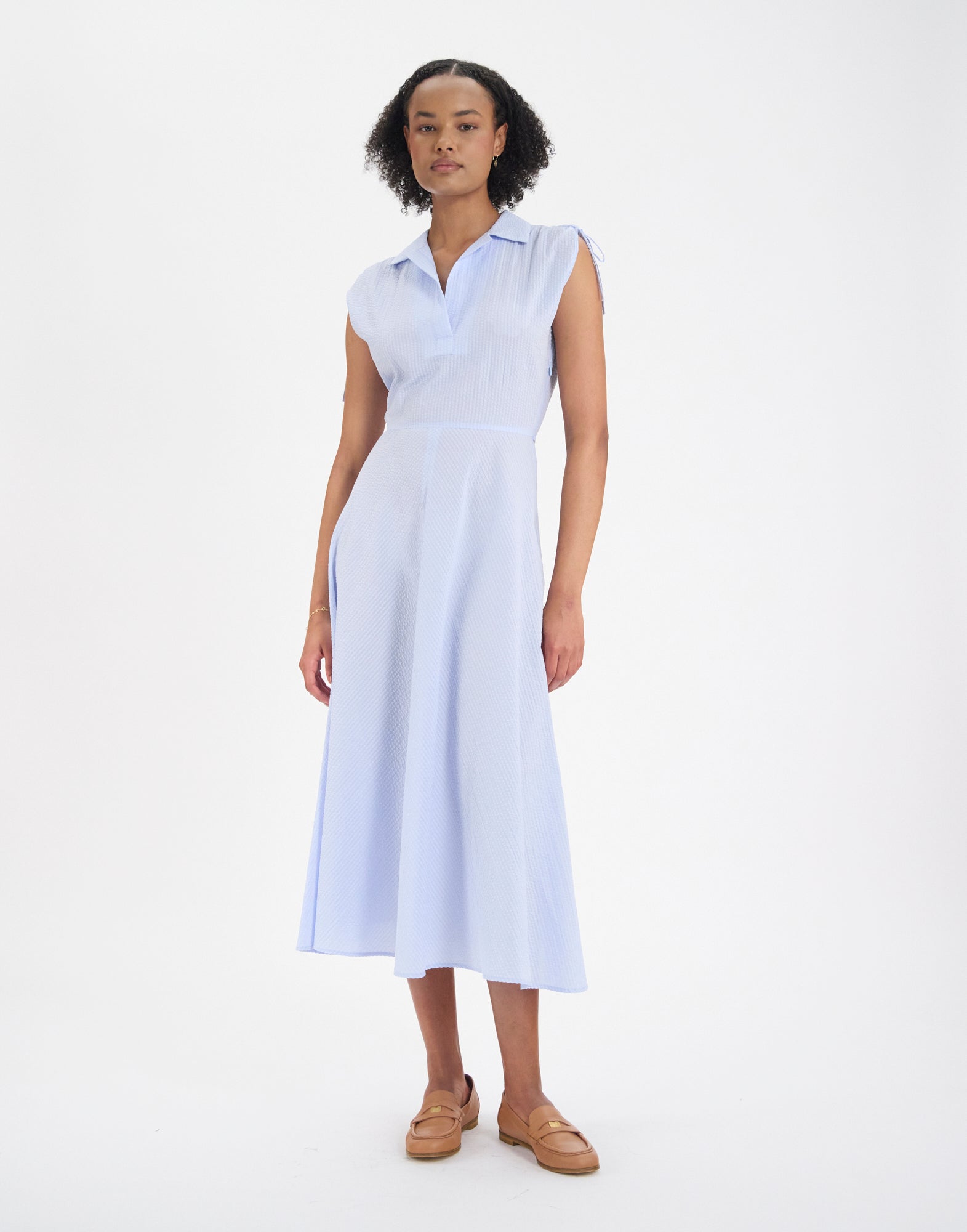 Robe cintrée Violine en coton bleu clair