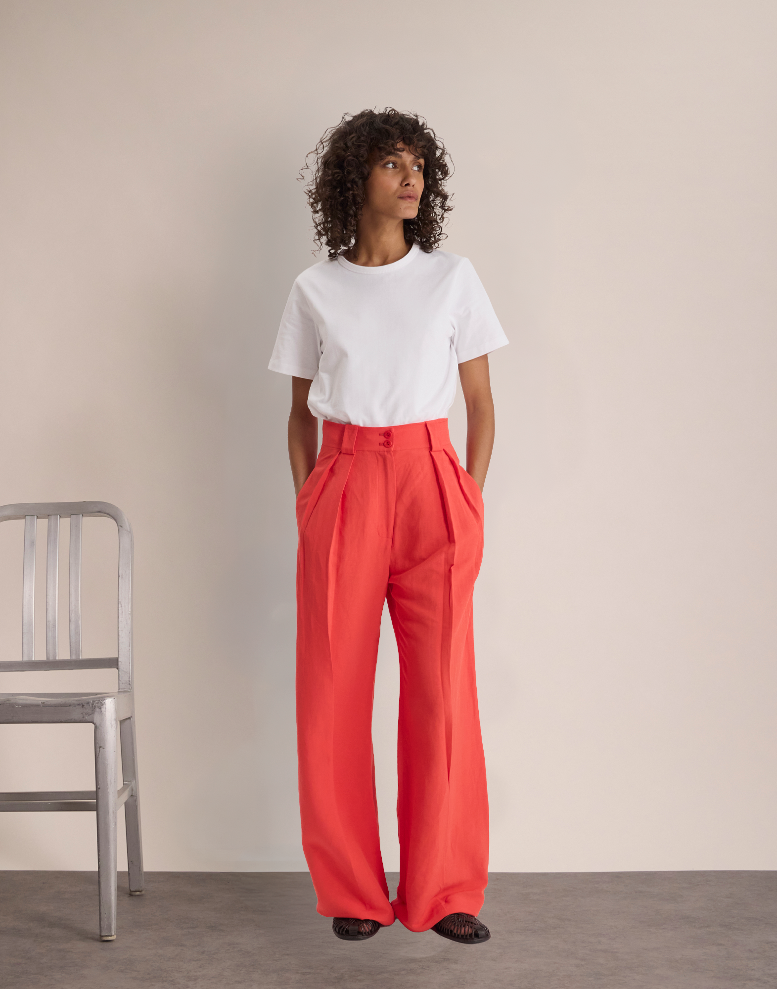 Pantalones Marlène de rayón y lino