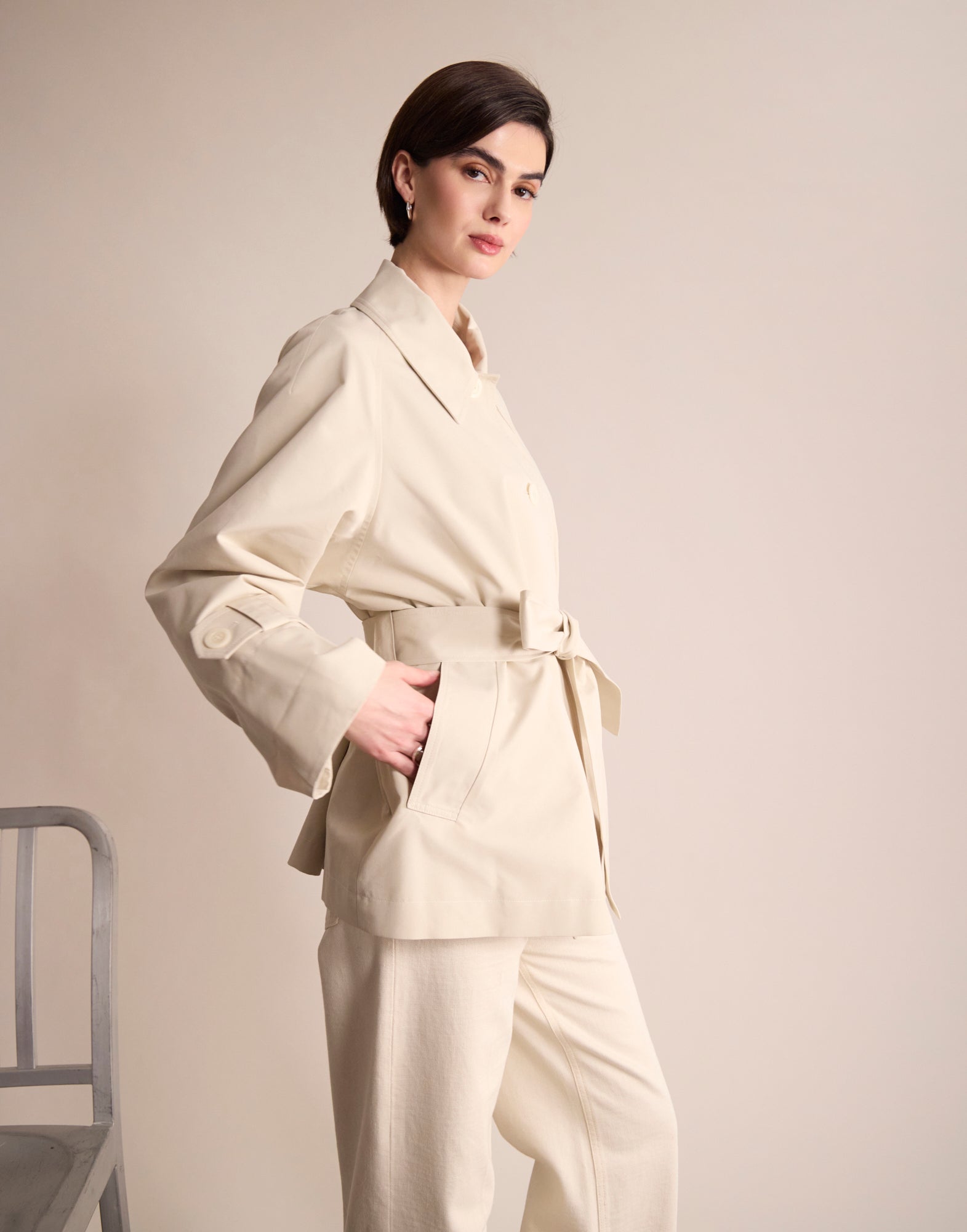 Tess Ecru Trench Coat