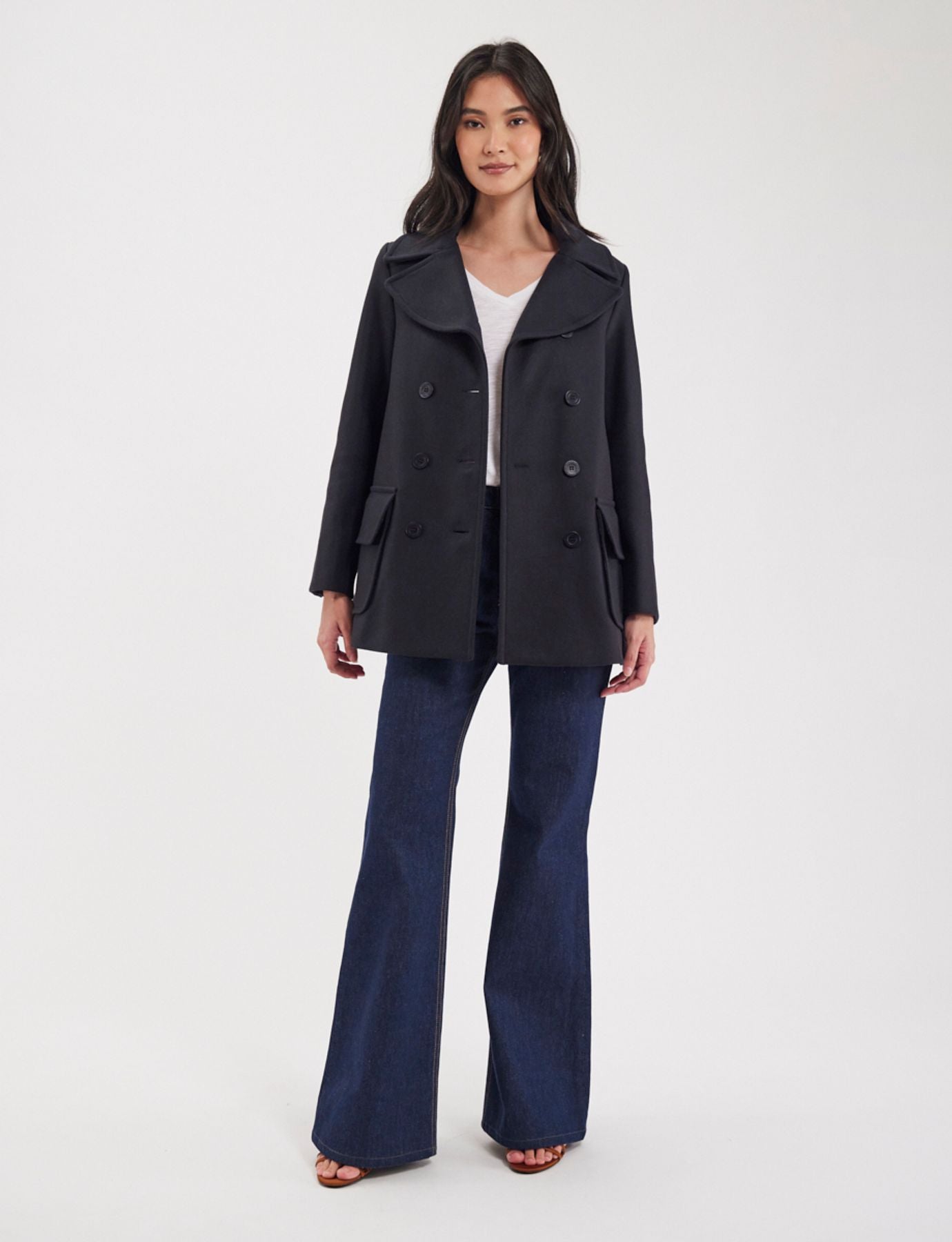 Cappotto leggero in Séraphine blu navy, prodotto in Francia