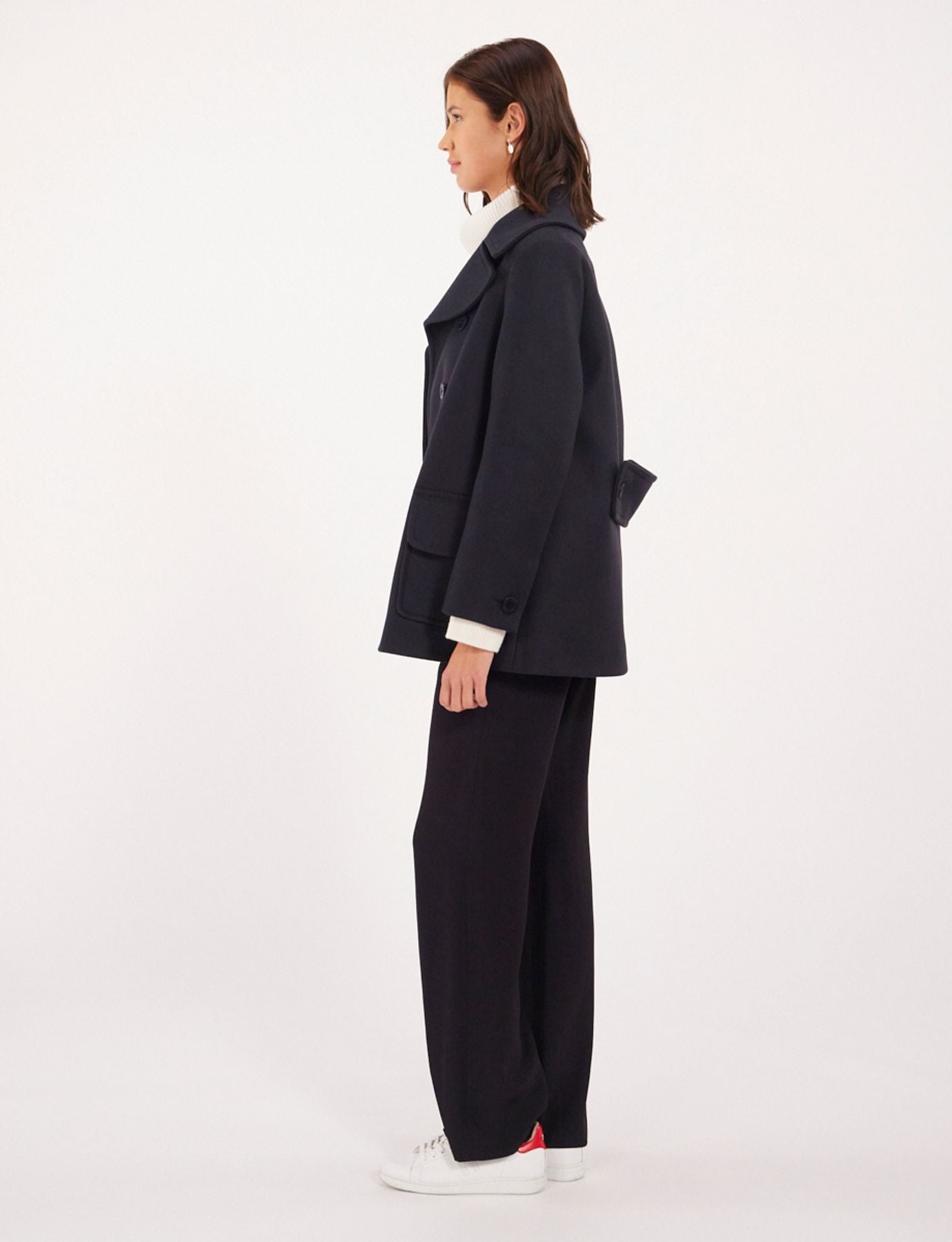 Cappotto leggero in Séraphine blu navy, prodotto in Francia