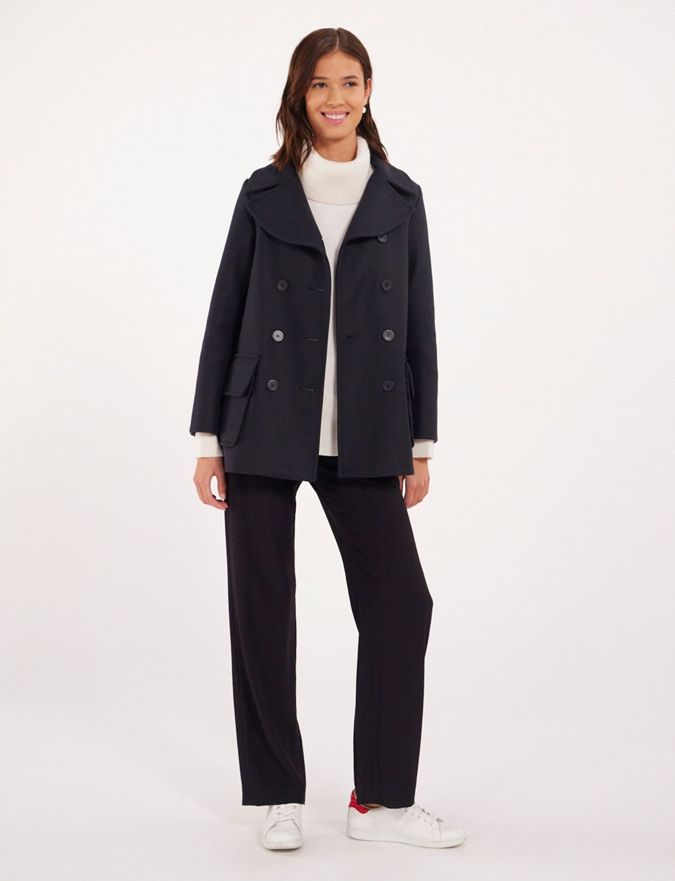Cappotto leggero in Séraphine blu navy, prodotto in Francia
